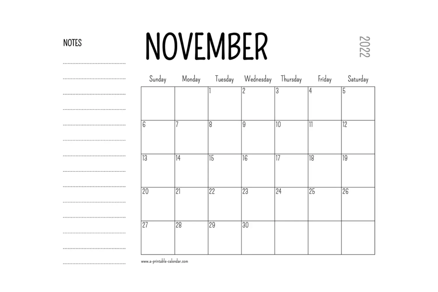 40 Best Printable November Calendar Designs For 2022