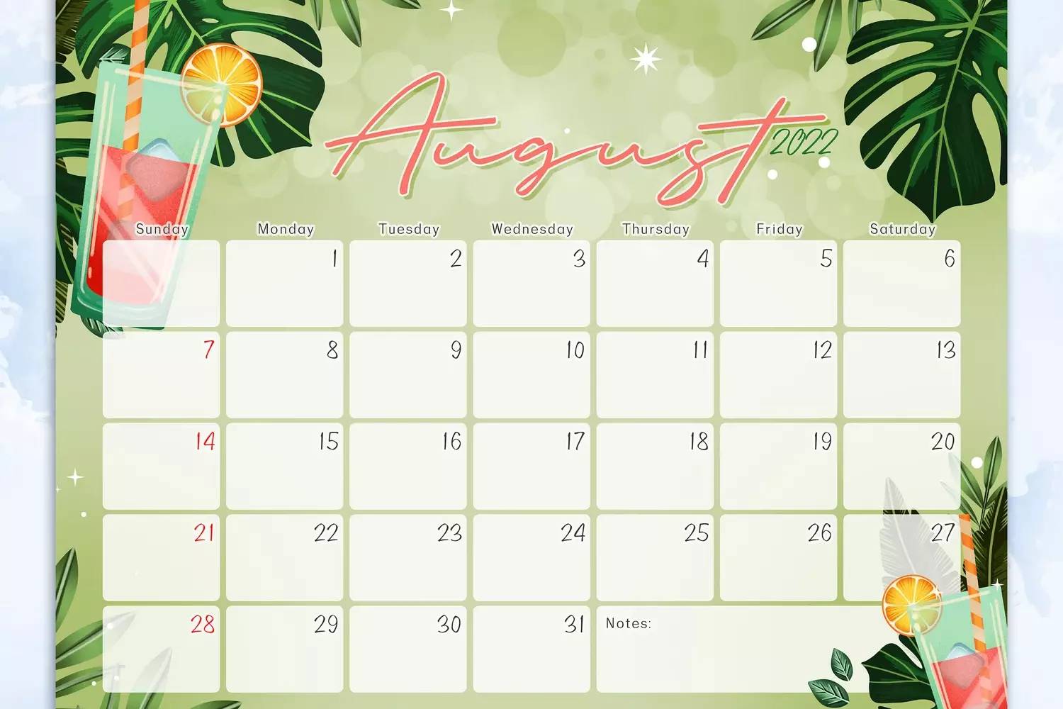 40 Free Printable August Calendars 2022