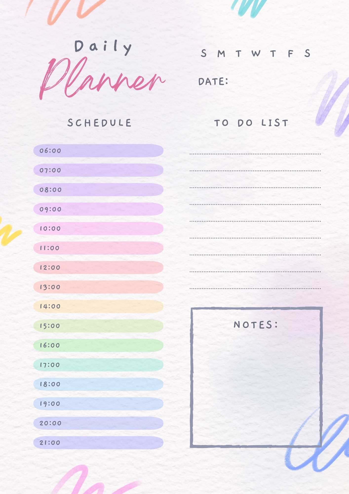 Daily Hourly Calendar Printable