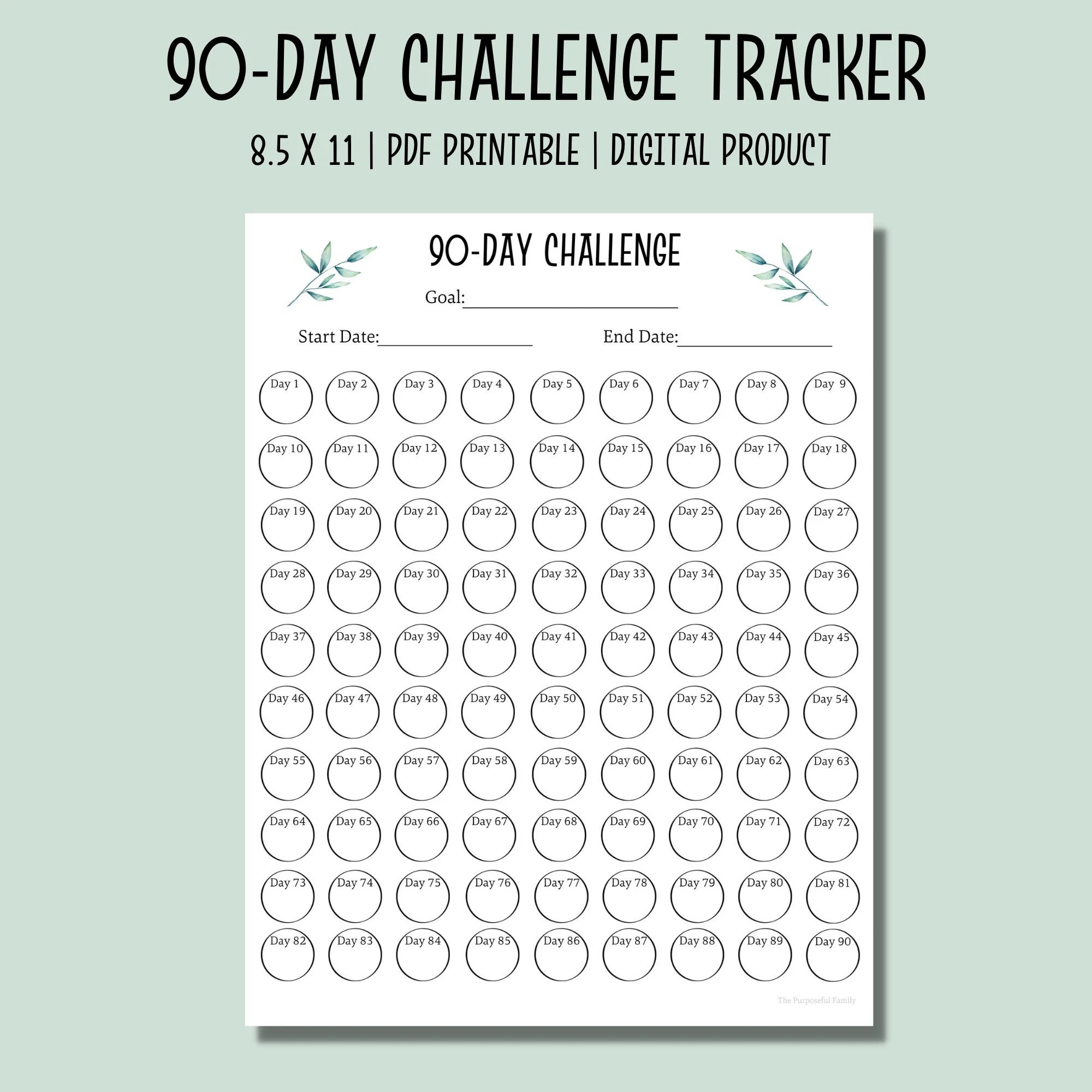 90 Day Challenge Tracker Printable PDF Habit Tracker Etsy