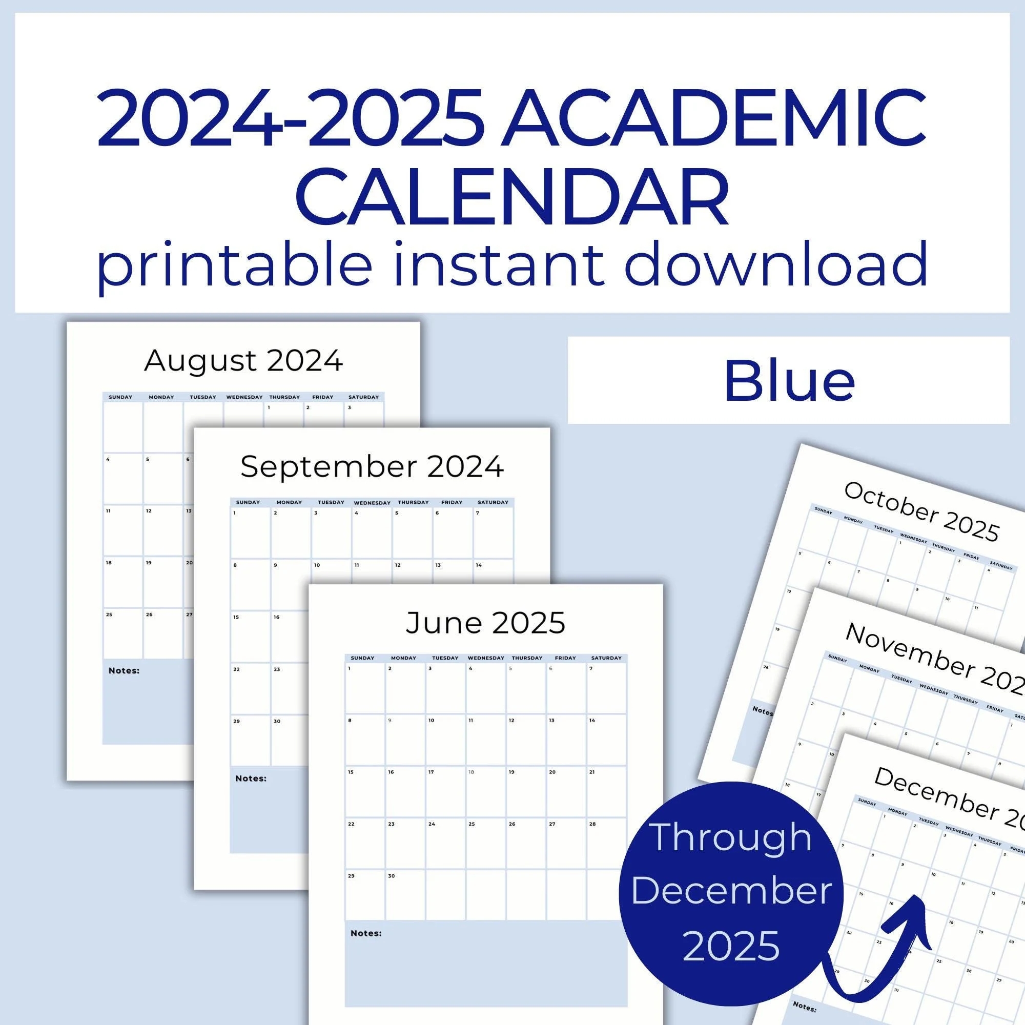 Academic Calendar 2024 2025 School Year Calendar 2024 2025 Printable Student Monthly Planner Monthly Calendar Printable Calendar Pages Etsy