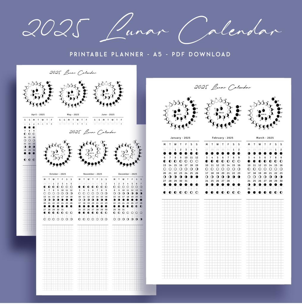 Add A Lunar Calendar To Your Planner Shop Planify Pro