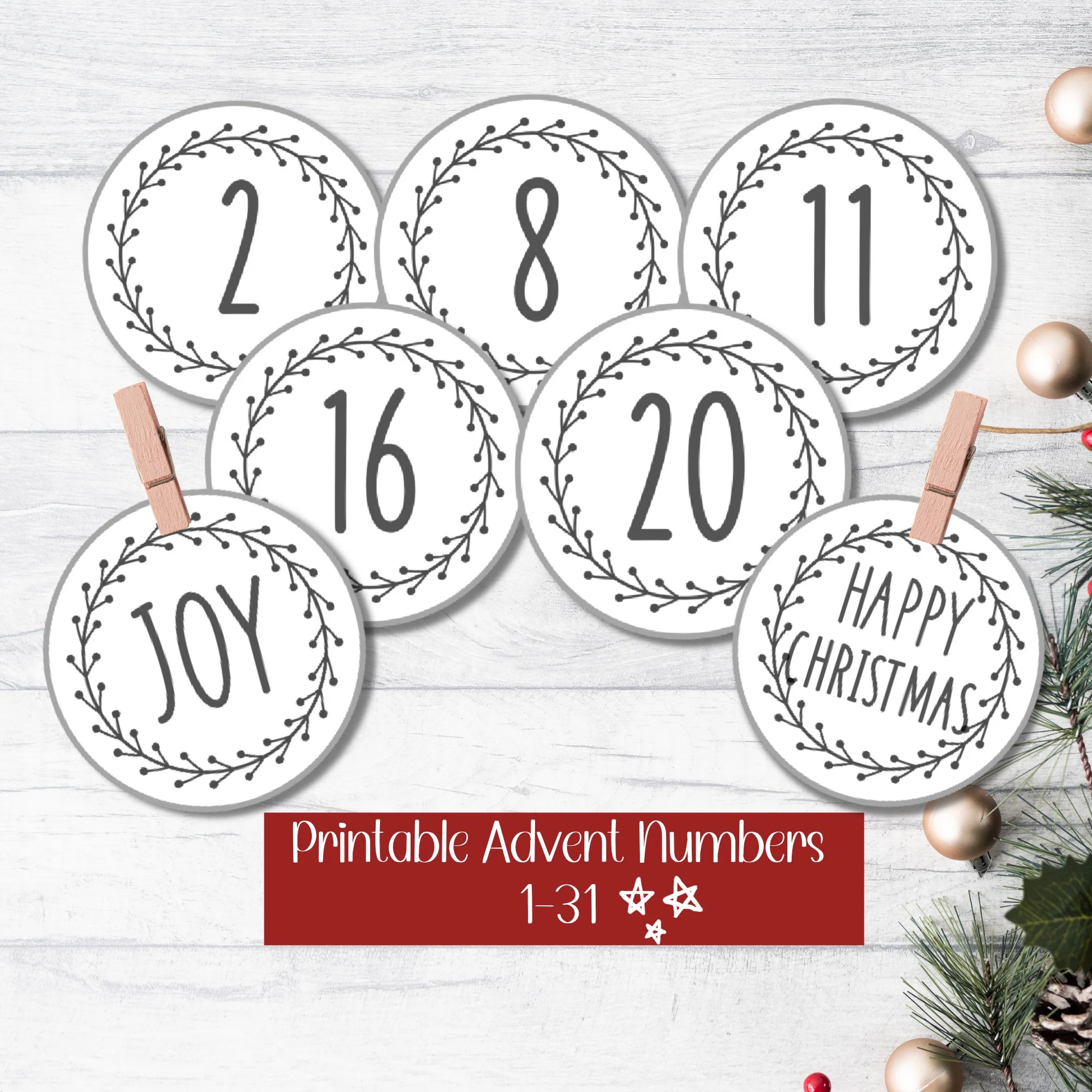 Advent Calendar Numbers 1 5 2 DIY Advent Calendar Kit Printable Christmas Countdown Tags 24 Days Of Christmas Cookie Packaging Etsy