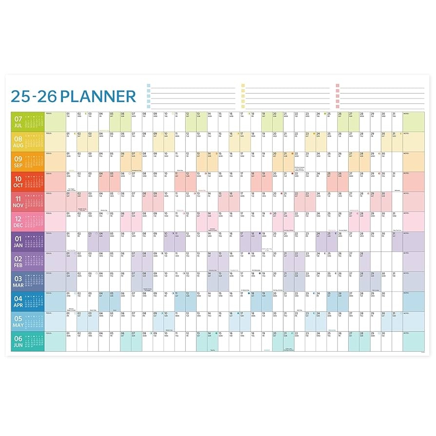 Amazon 2025 2026 Wall Calendar Yearly Wall Calendar 2025 2026 July 2025 June 2026 23 1 X 34 6 Open Full Year Calendar One Page Annual Year Calendar With Stickers Holidays Office Products
