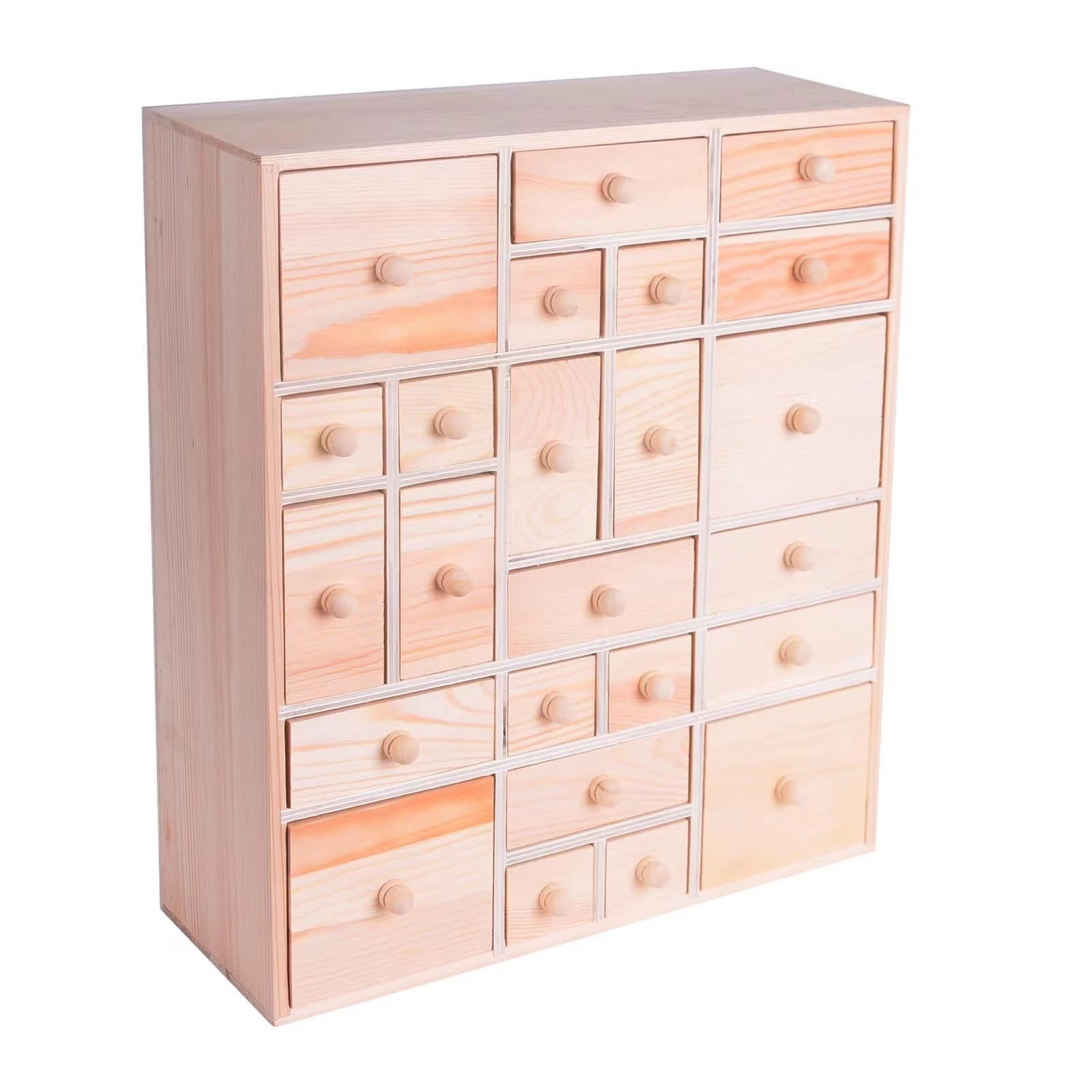Amazon Gkesgm Wooden DIY Countdown To Advent Calendar With 24 Drawers Craft Storage Desktop Organizer Apothecary Cabinet Or Unfinished Wood Kids Craft Idea 14in X 12in X 4 3in Home Kitchen