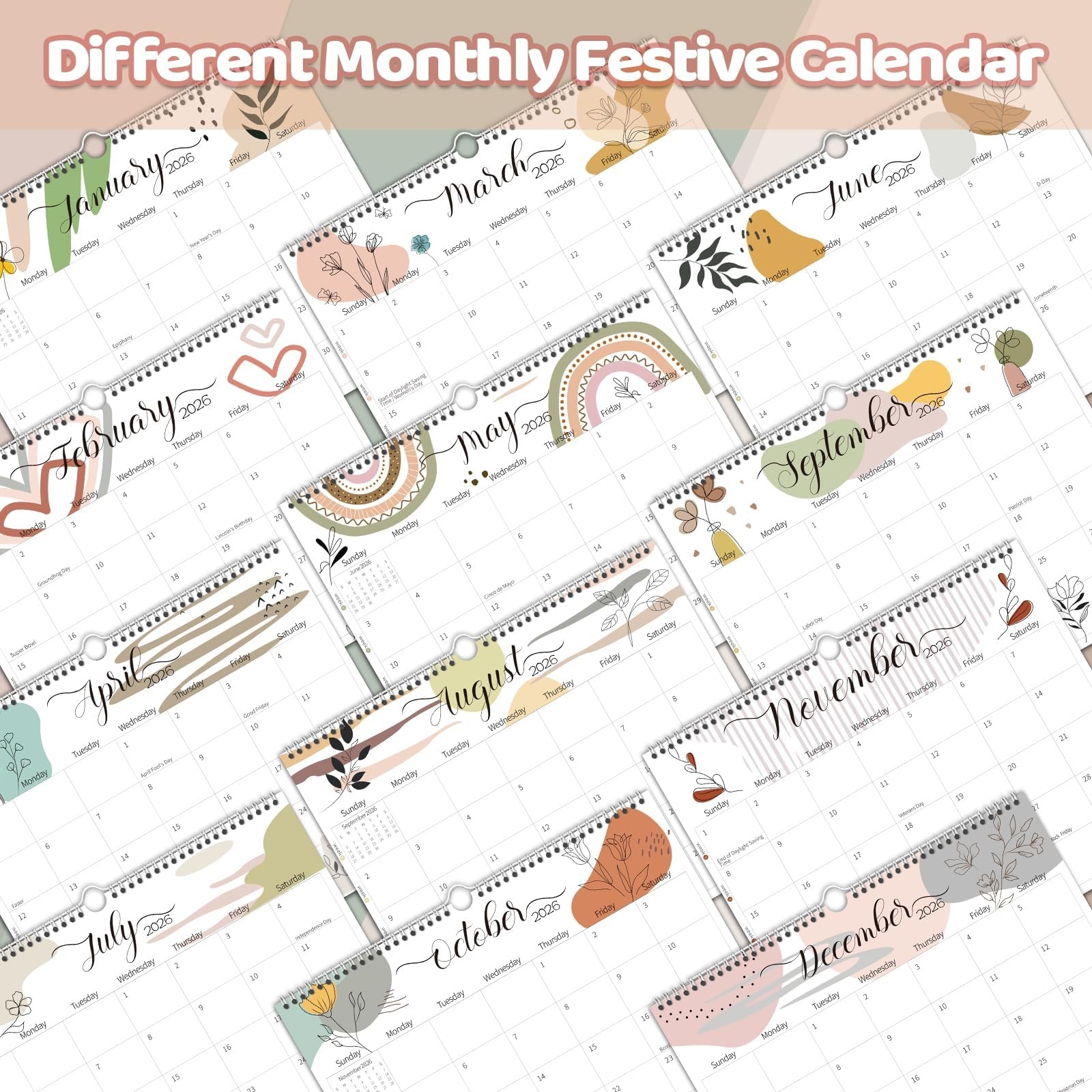 Amazon Guasslee Wall Calendar 2025 2026 2025 Calendar Wall 19 Month Planner Wall 2025 Jun 2026 Dec 14 X 11 Monthly Calendar Spiral Bound With Thick Paper Week Numbers For School Year Home Office Office Products