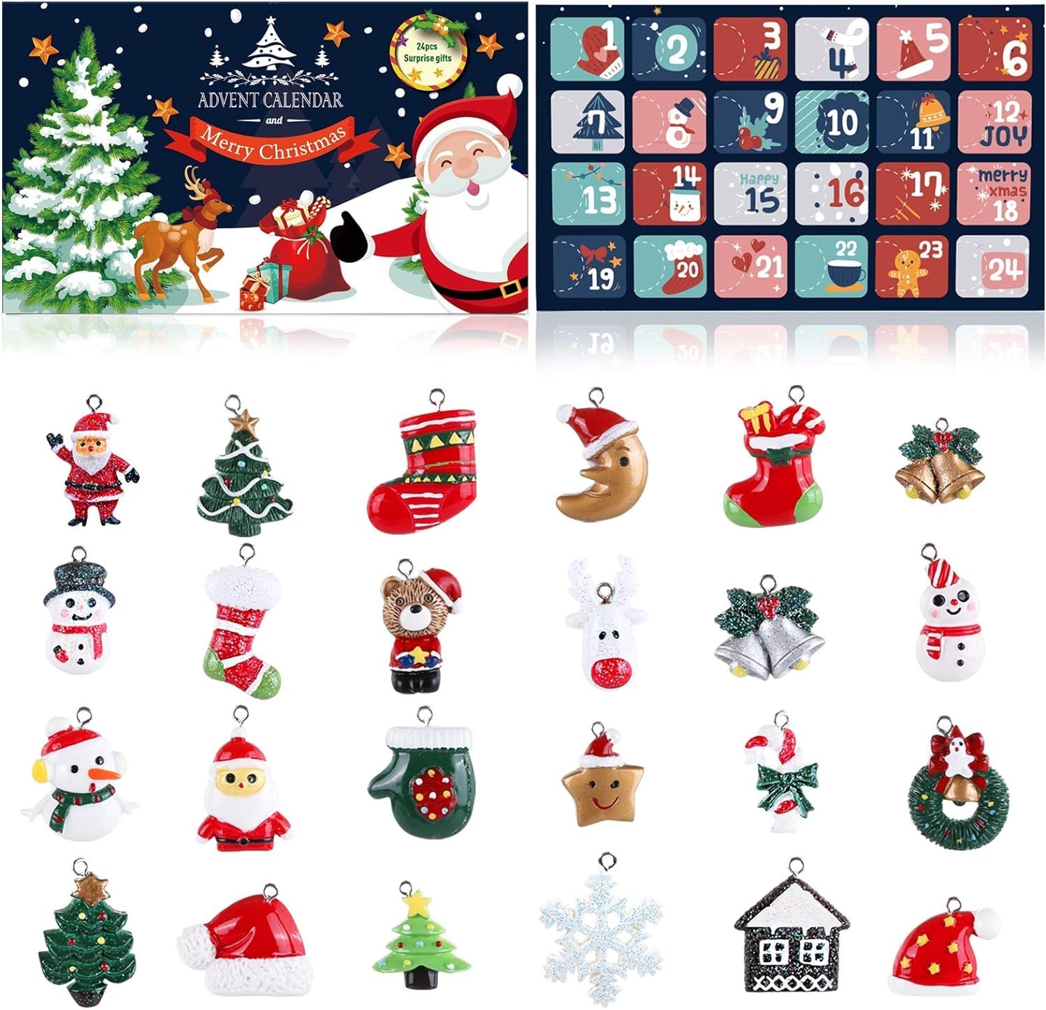 Amazon Naler Christmas Advent Calendar 2024 Mini Resin Ornaments Countdown Calendar Hanging Ornaments For Christmas Tree DIY Jewelry Making Holiday Decoration Home Kitchen