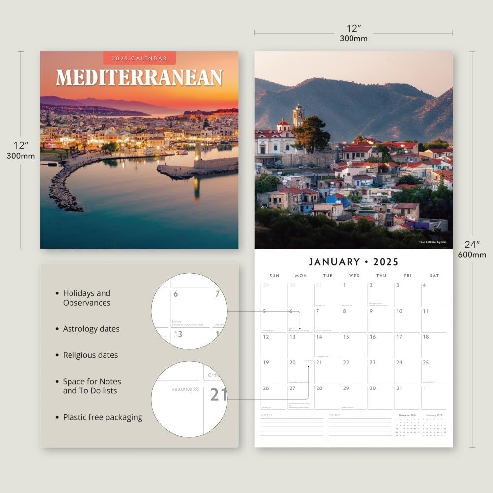 Amazon Red Robin 2025 Mediterranean Monthly Wall Calendar 12 X 24 Open Premium Thick Sturdy Paper Hangable 12 Month Calendar Plastic Free 4 Month Transition Page For 2024 Office Products