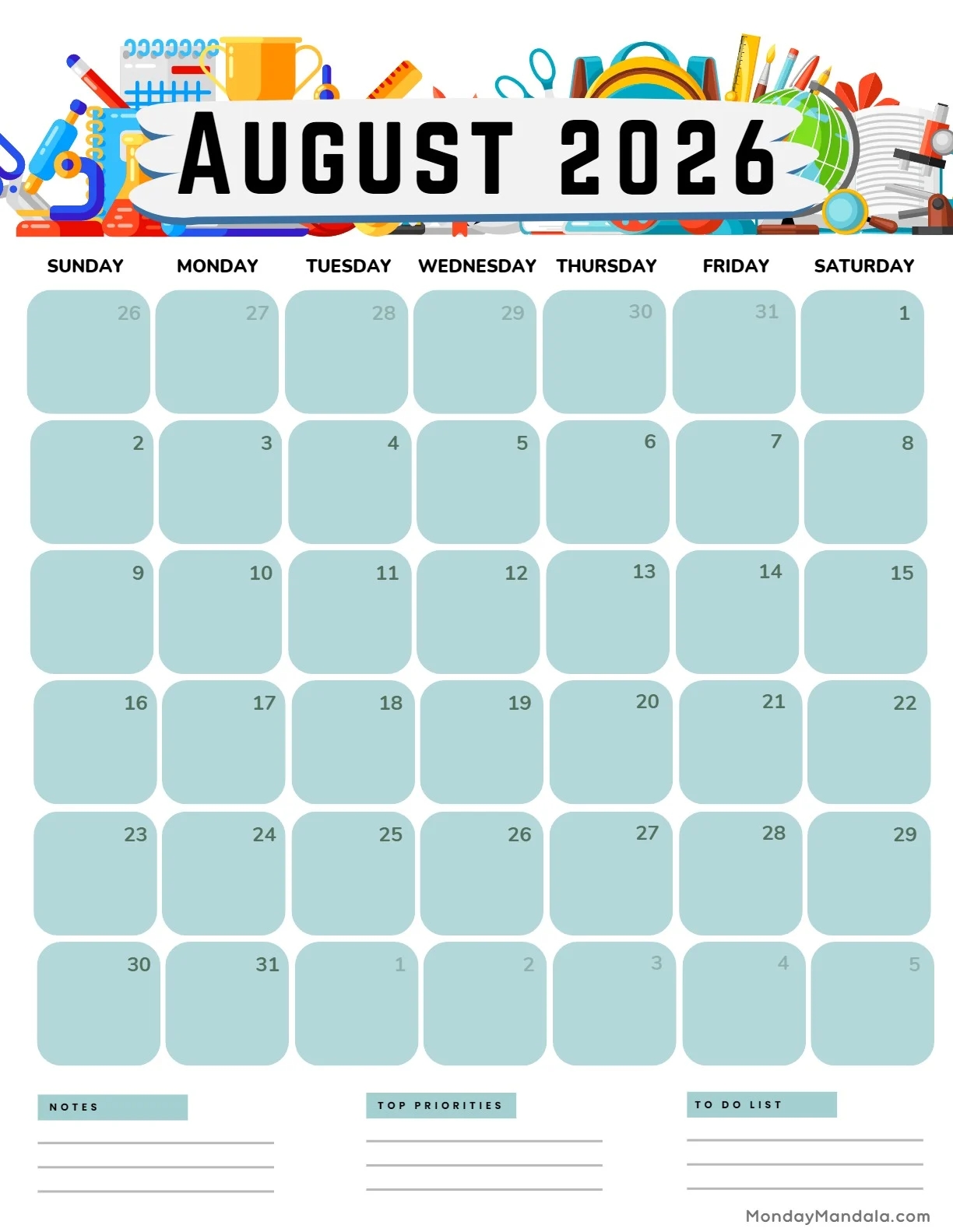 August 2026 Calendars 52 Free PDF Printables 