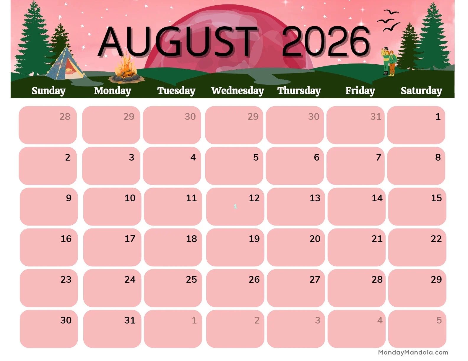 August 2026 Calendars 52 Free PDF Printables August 2026 Calendars 52 Free PDF Printables