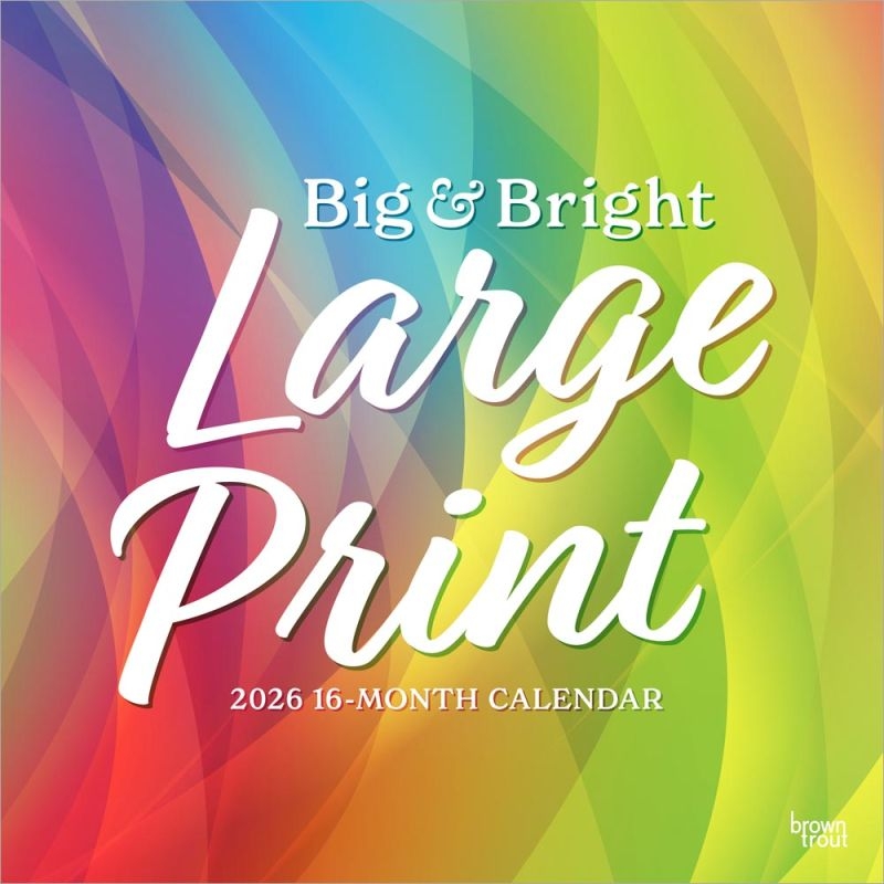 Big Bright Large Print 2026 12 X 24 Inch Hanging Monthly Square Wall Calendar