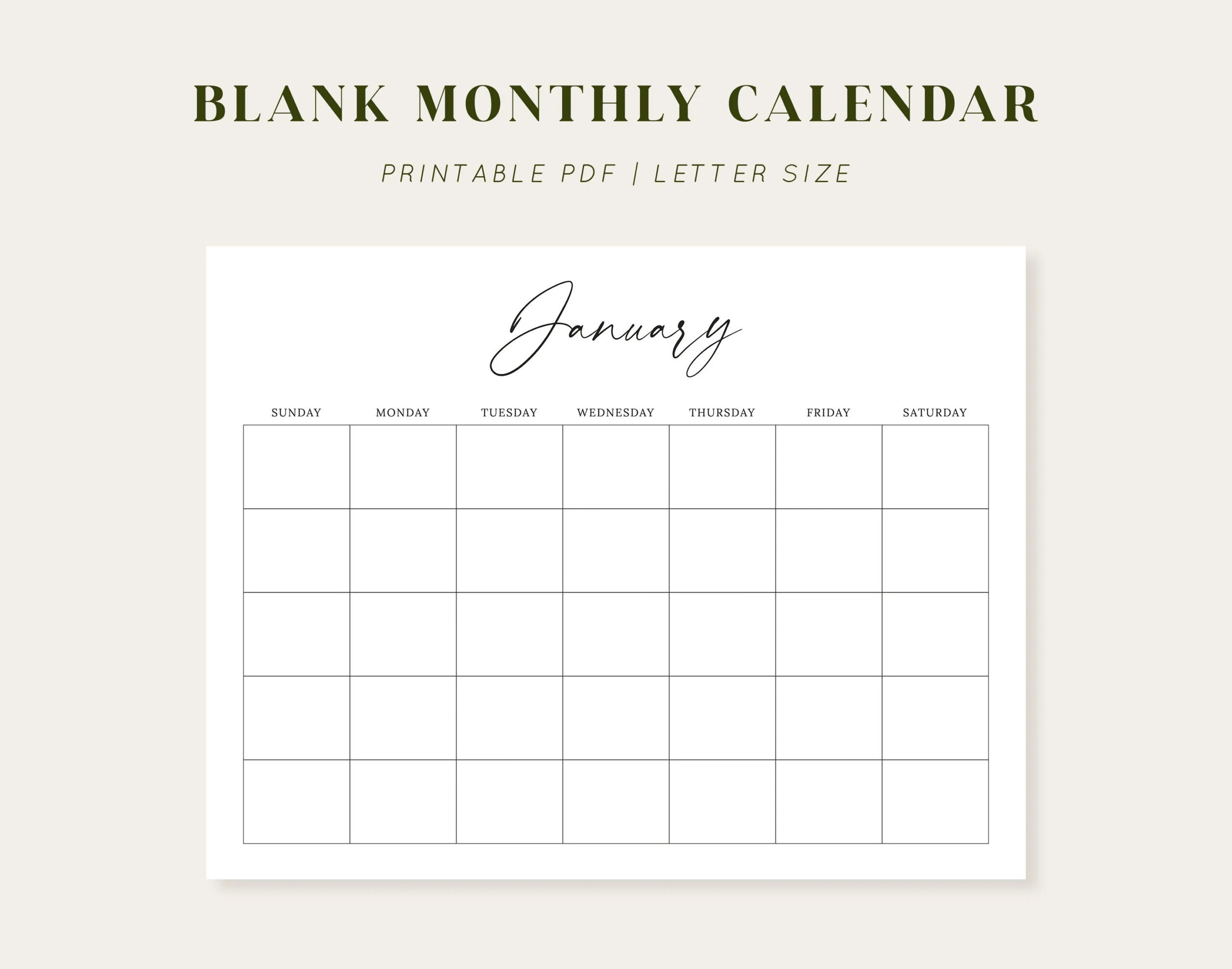 Blank January Calendar Printable