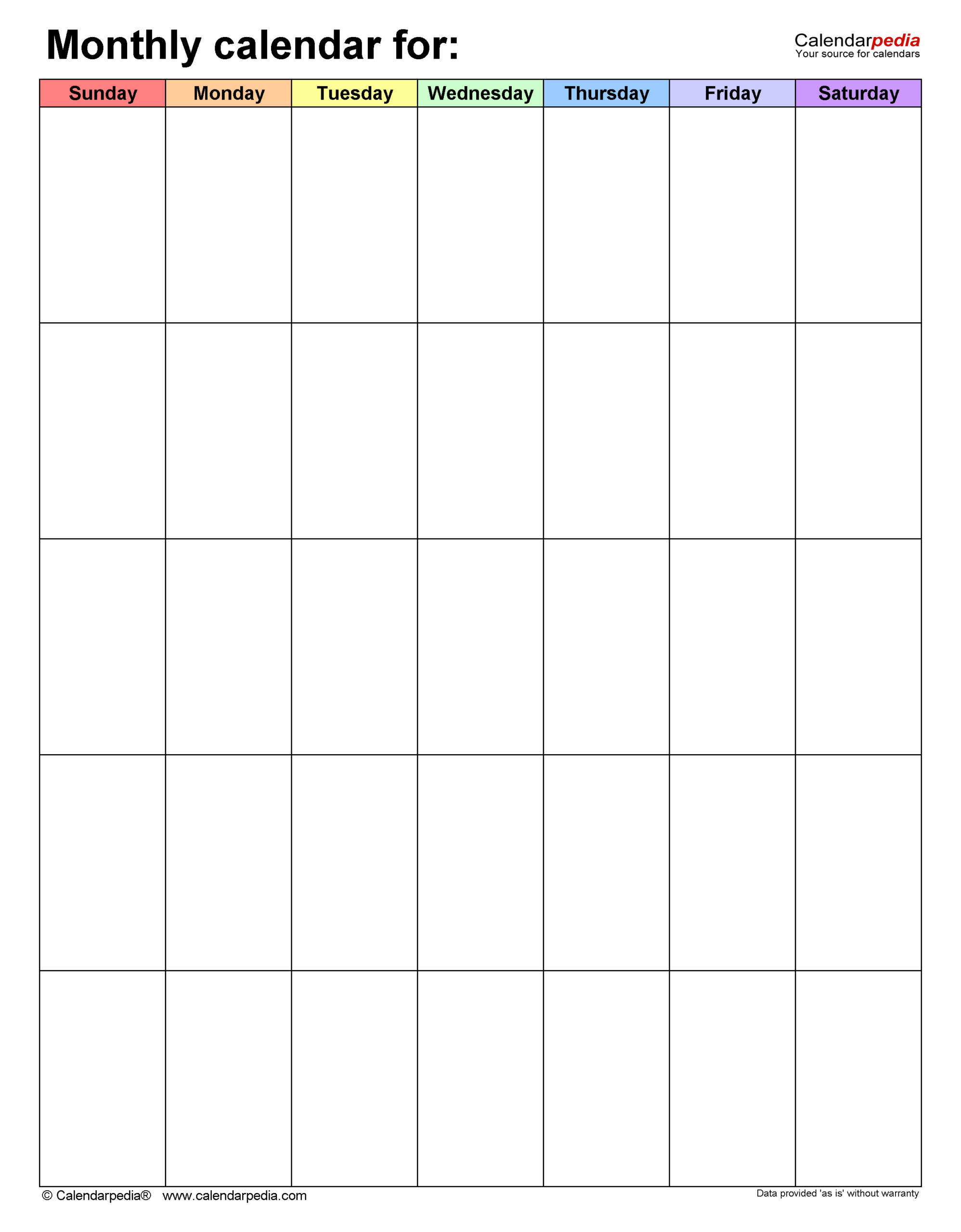 Blank Monthly Calendars In PDF Format 22 Templates