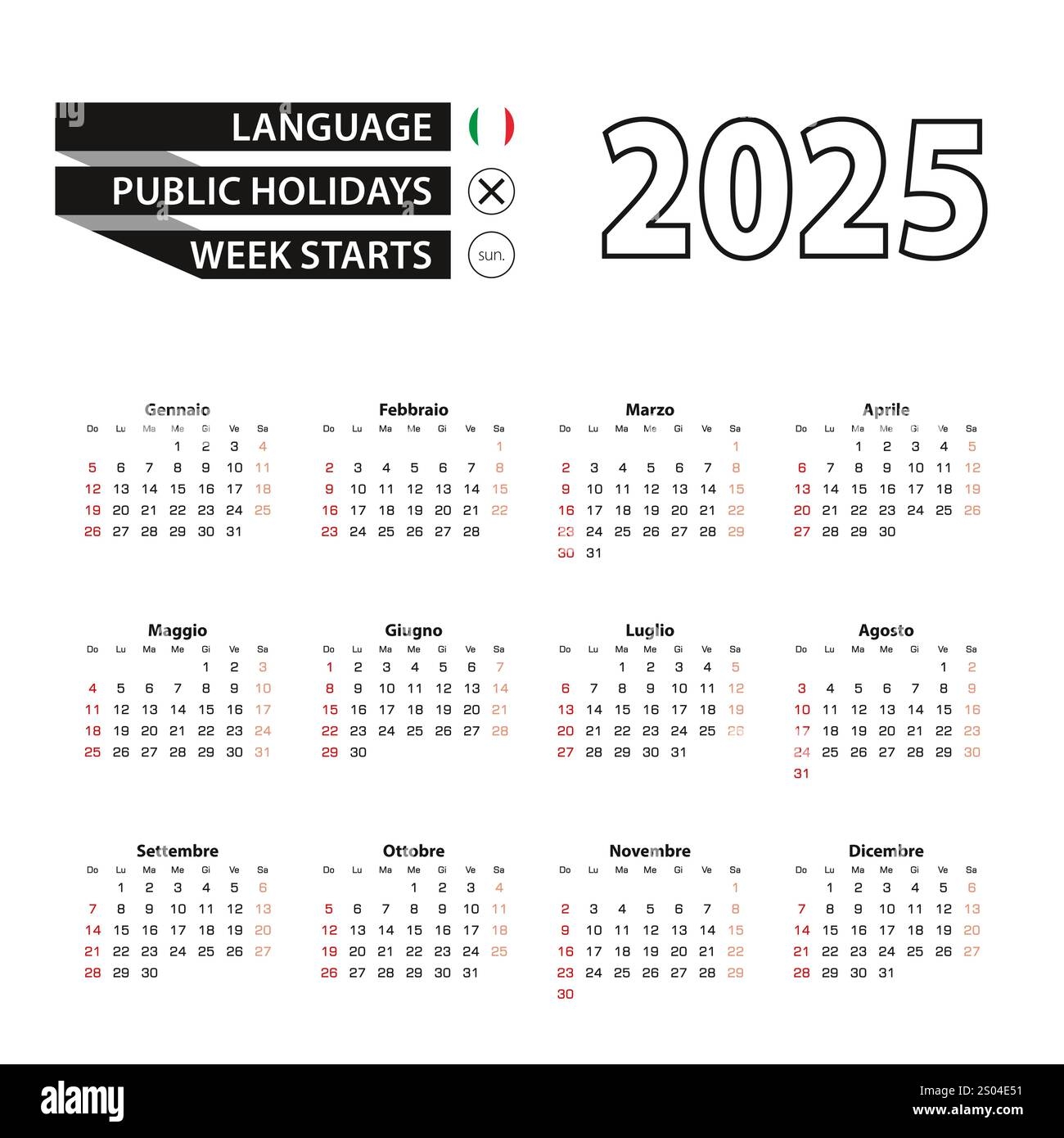 Calendar 2025 Italian Cut Out Stock Images Pictures Alamy