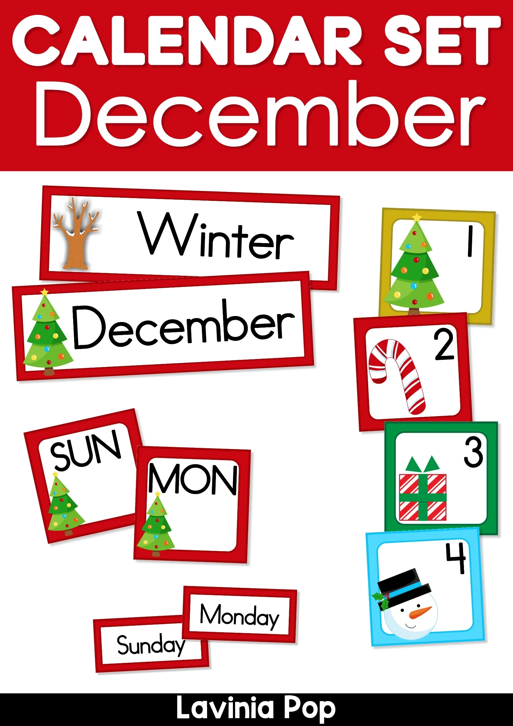 Calendar Cards For December