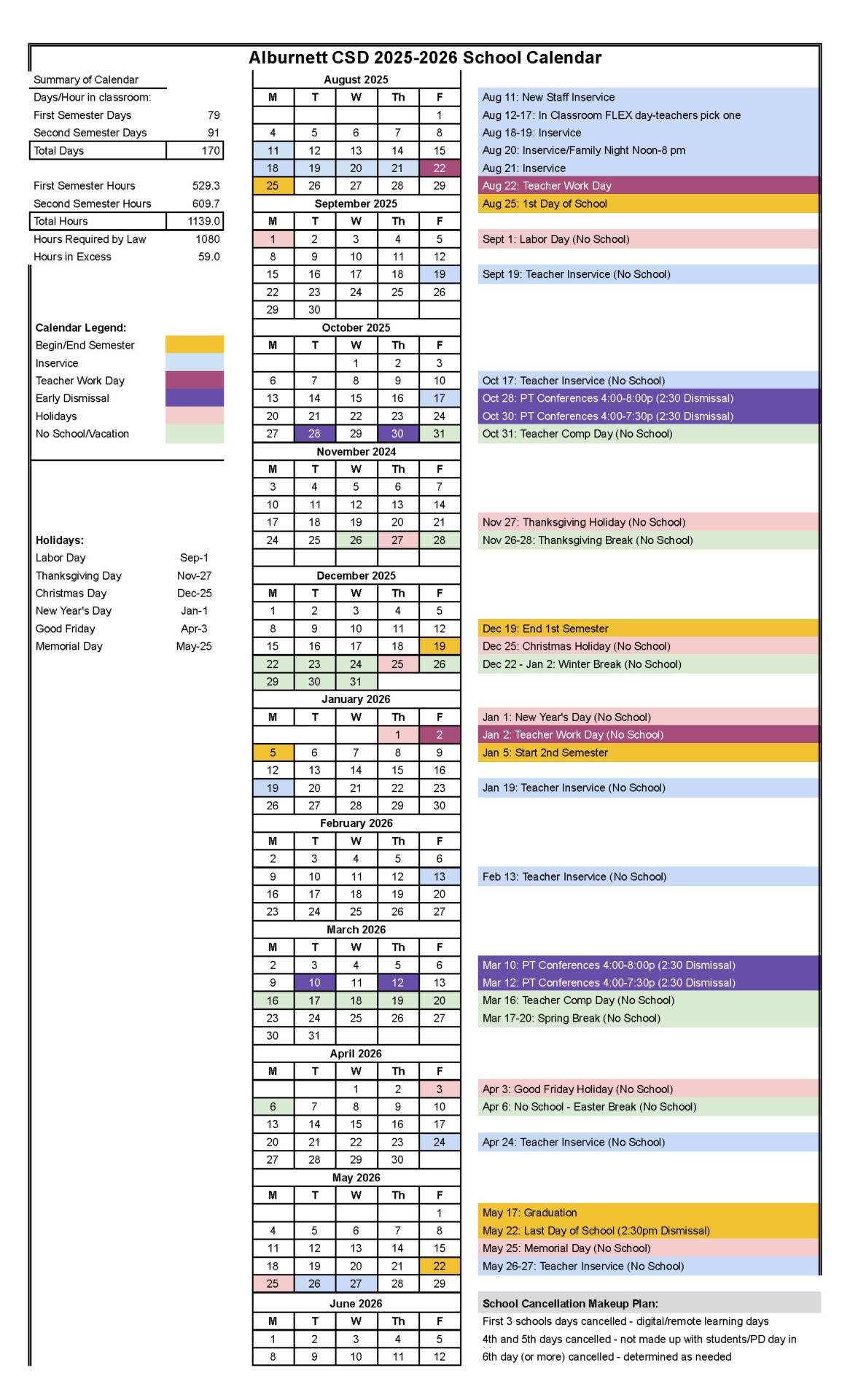 Calendars Alburnett Community Schools