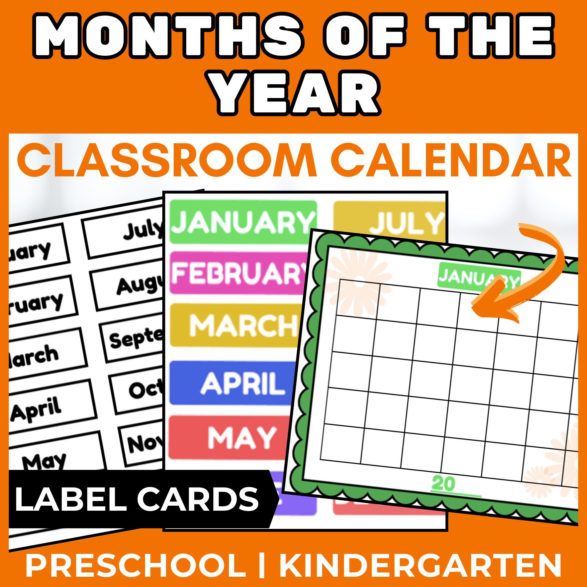 Classroom Months Of The Year Label Posters Calendar Cards Made By Teachers