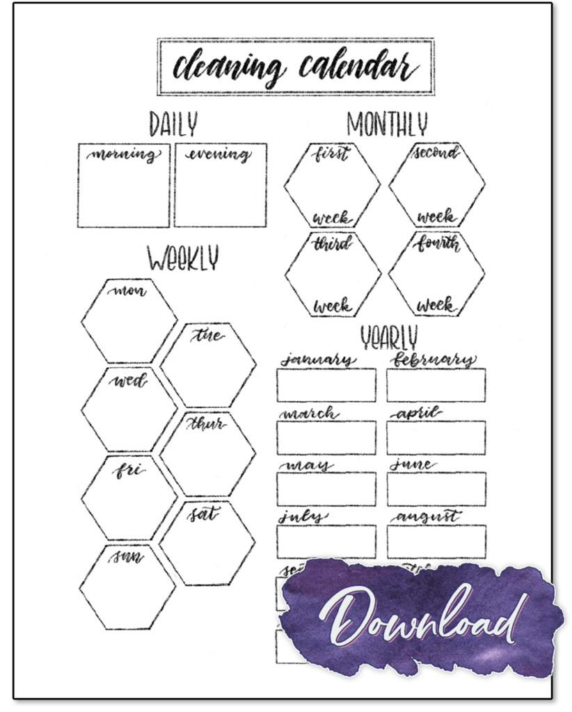 Cleaning Calendar Printable For Your Bullet Journal Cleaning Calendar Printable For Your Bullet Journal