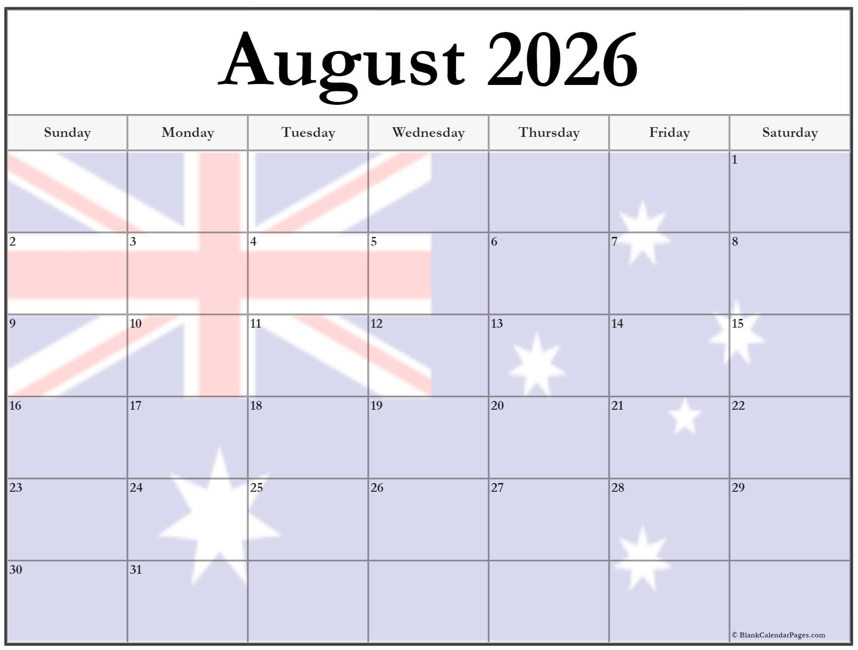 Collection Of August 2026 Photo Calendars With Image Filters 