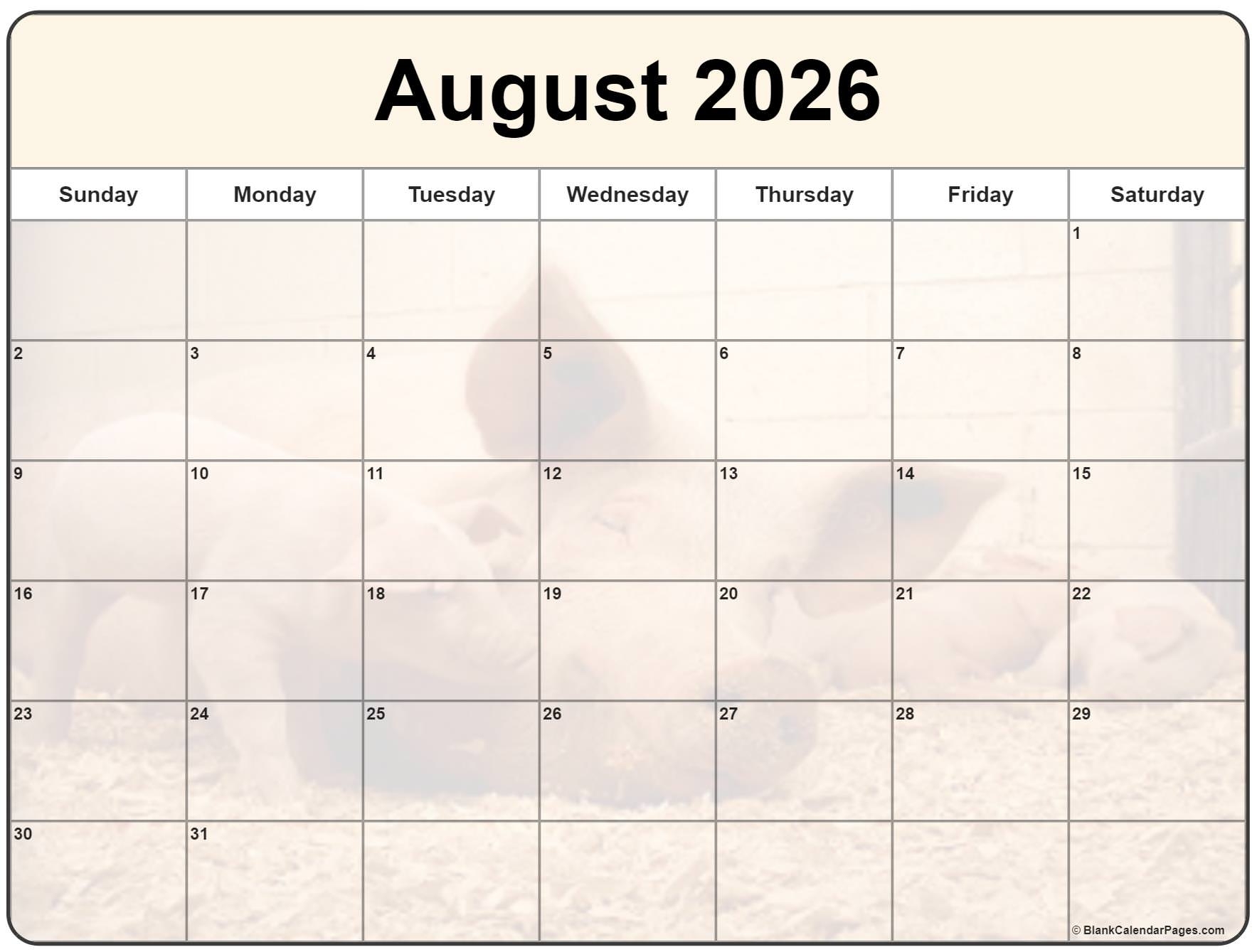 Collection Of August 2026 Photo Calendars With Image Filters 