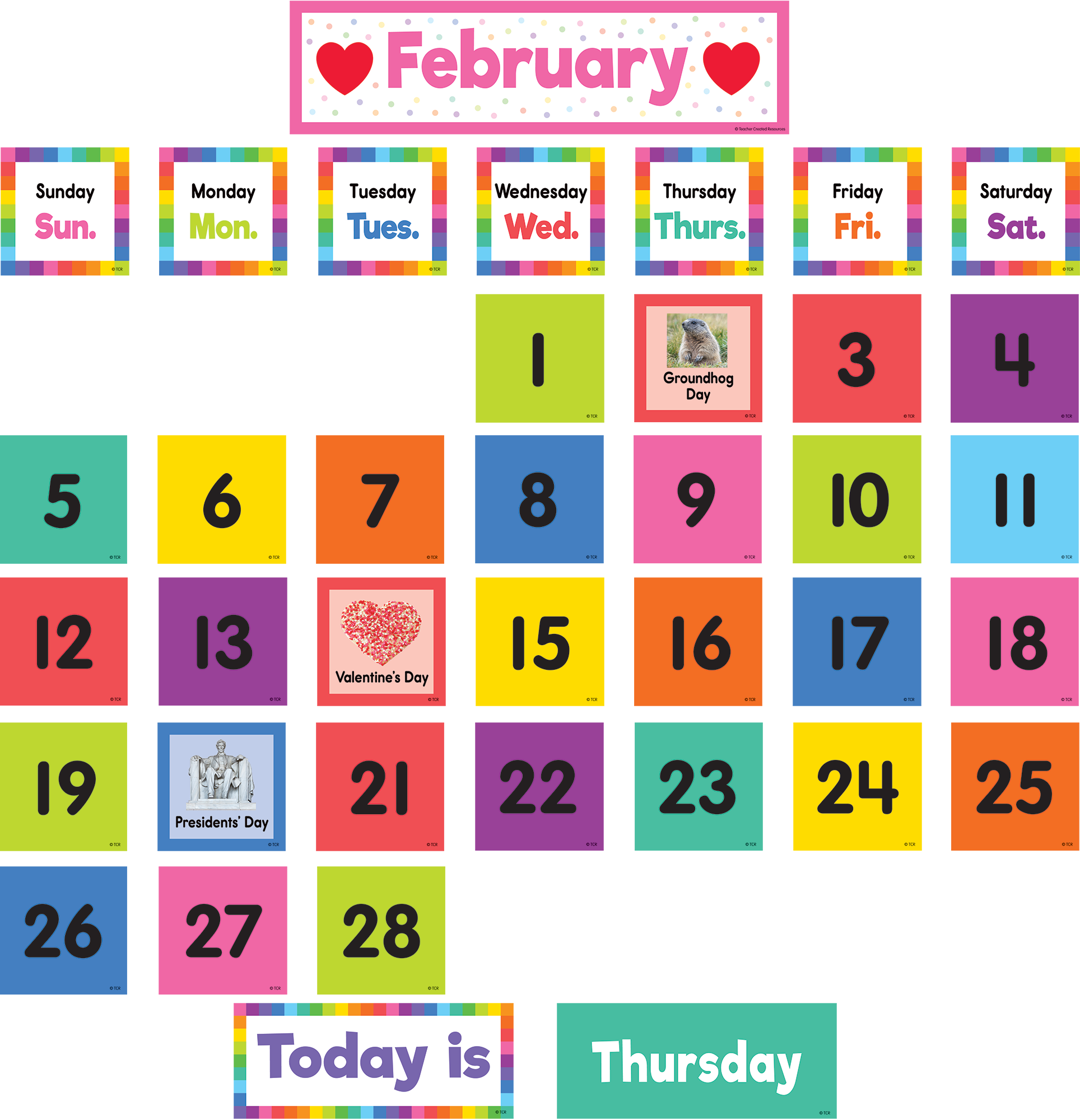 Colorful Calendar Pocket Chart Cards TCR8345 Teacher Created Resources