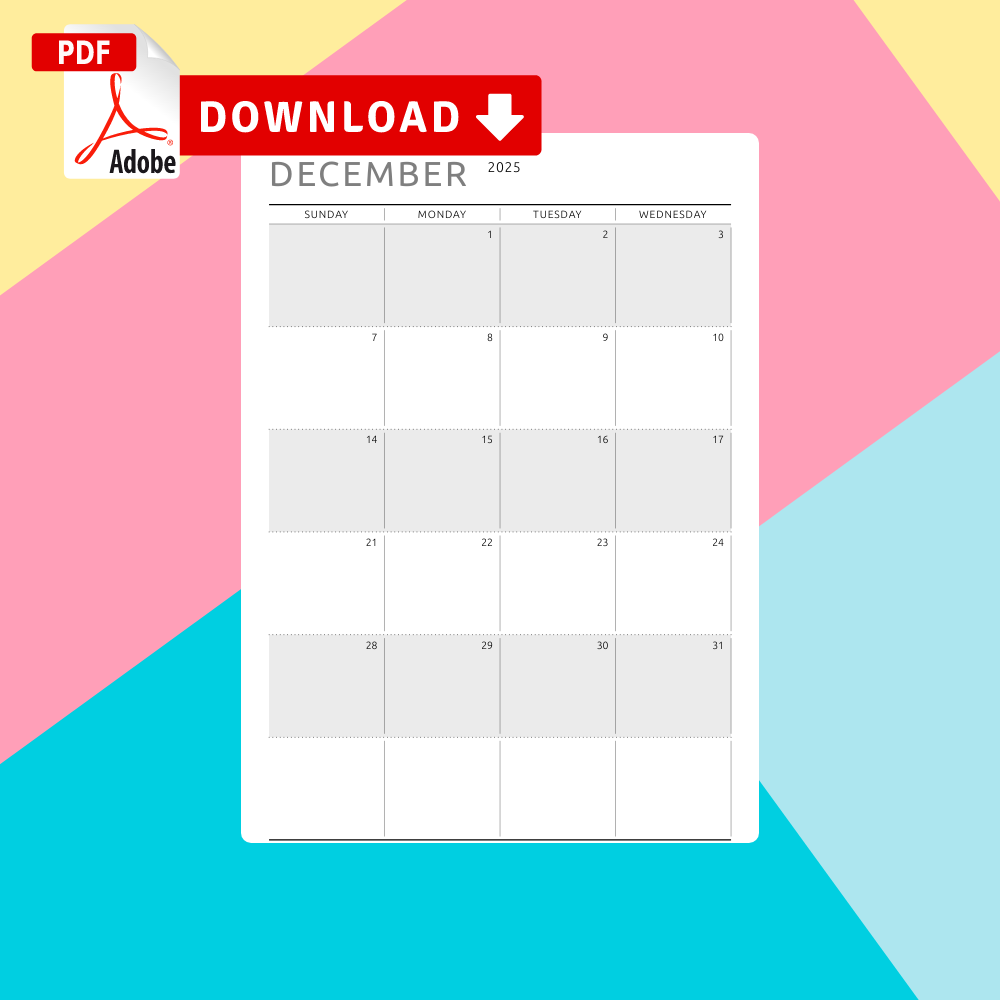 Blank Calendar Dec 2025 Printable