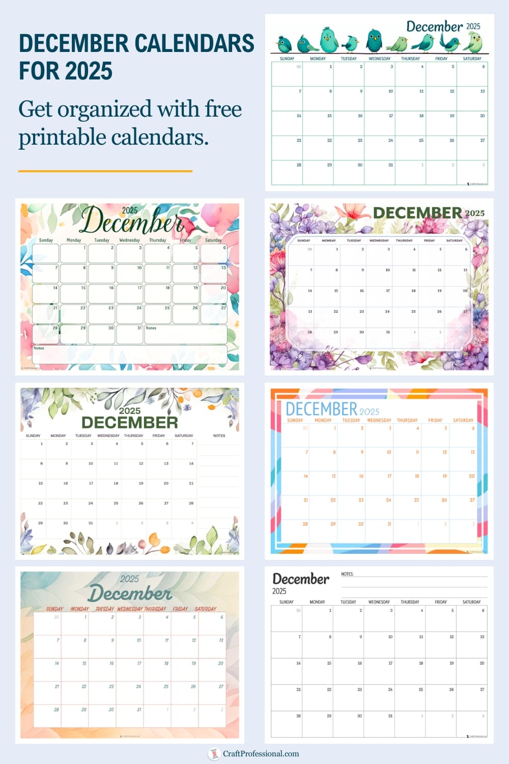 Free Printable Calendar 2025 December