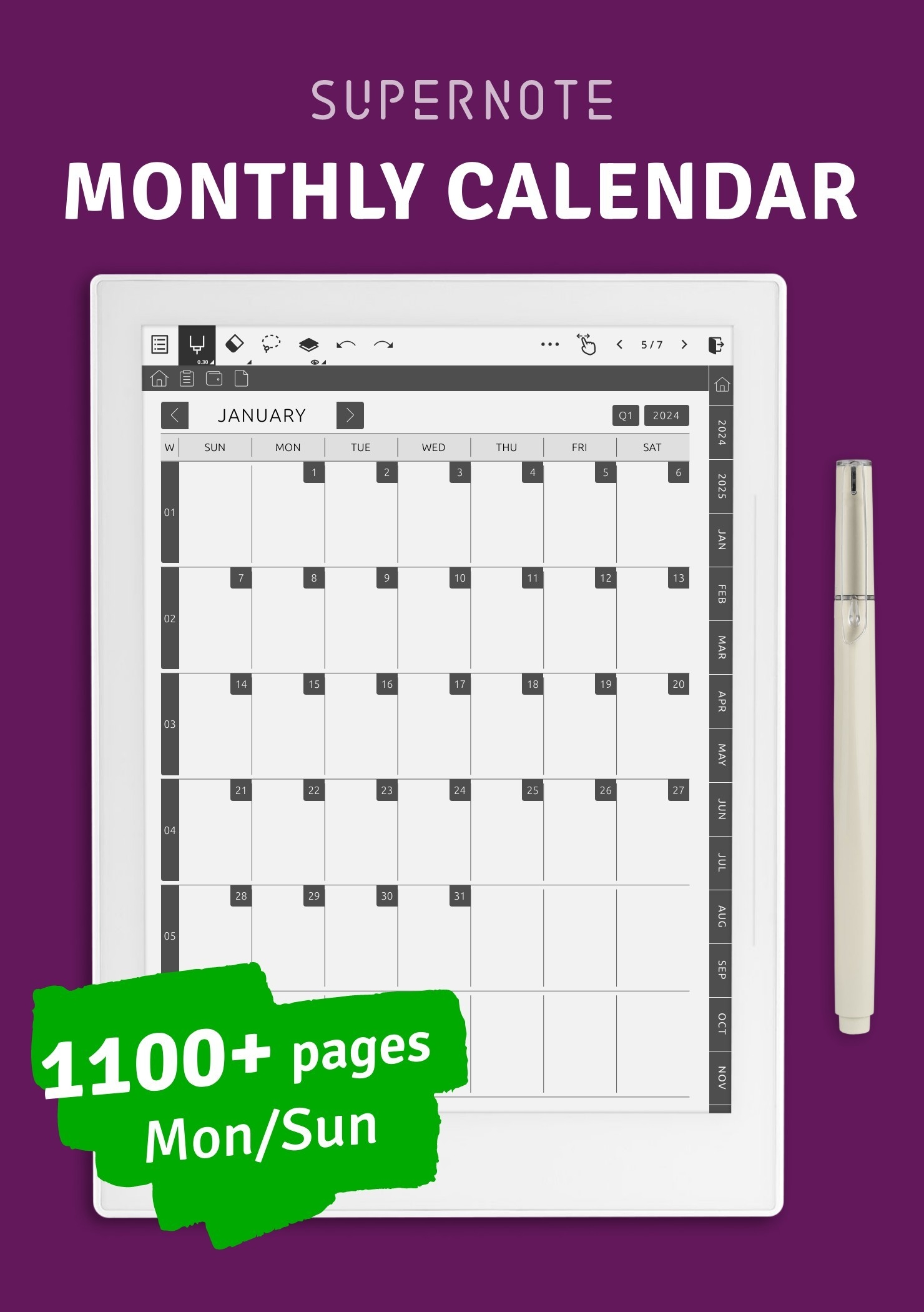 2025 Monthly Calendar Printable Monday First