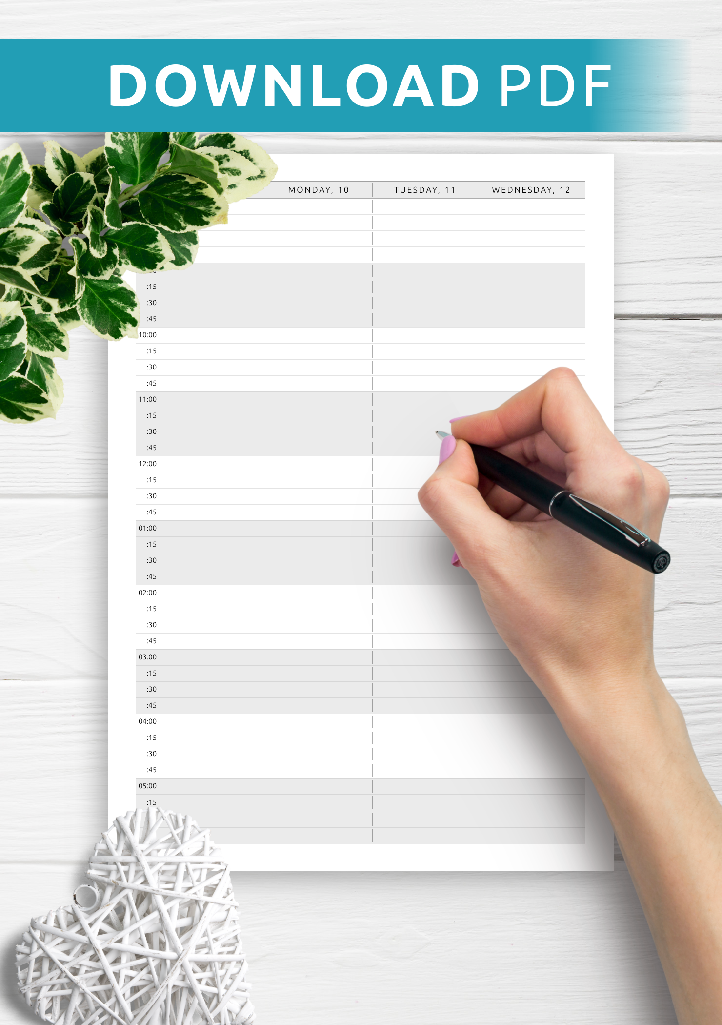 Download Printable Appointment Calendar Template Vertical Two Page Layout PDF