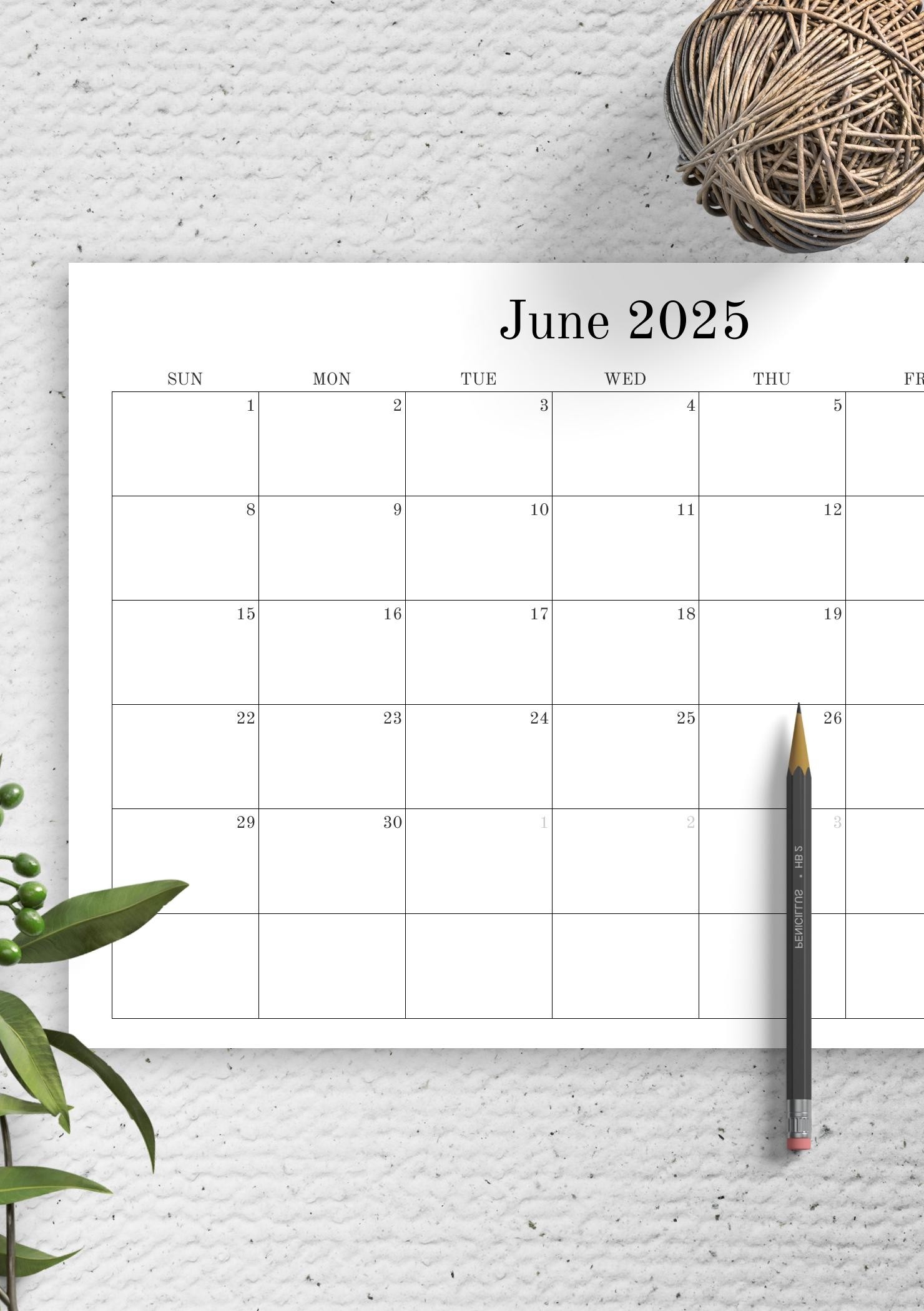 Download Printable Blank Monthly Calendar PDF