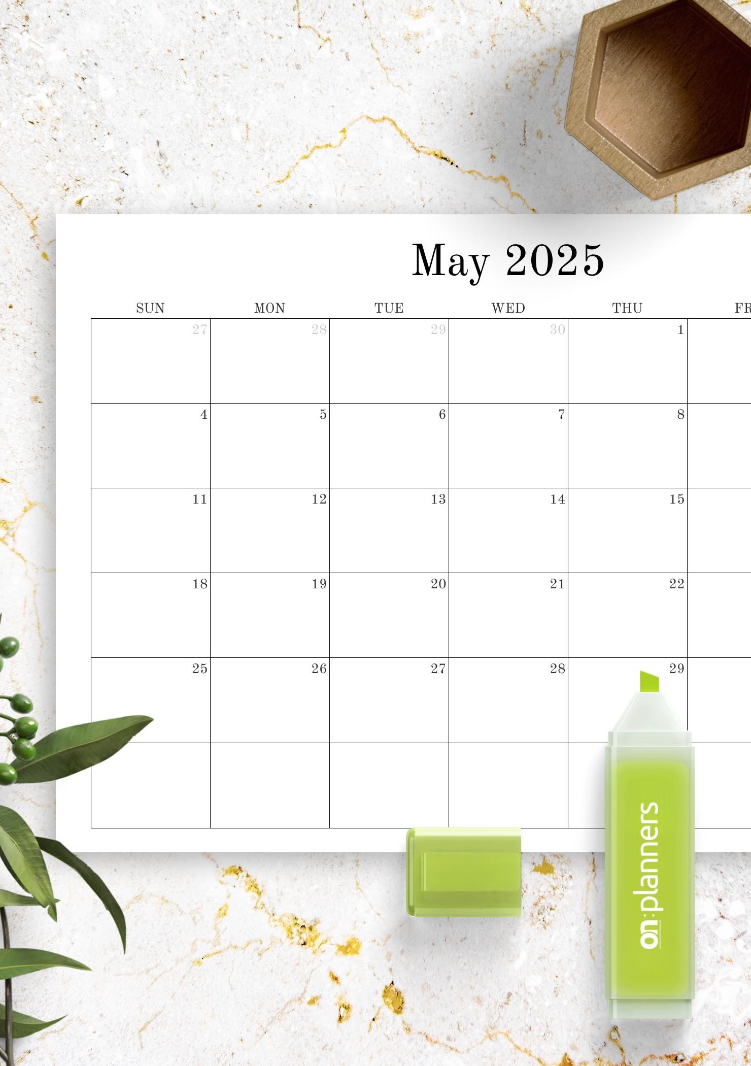 Download Printable Blank Monthly Calendar PDF