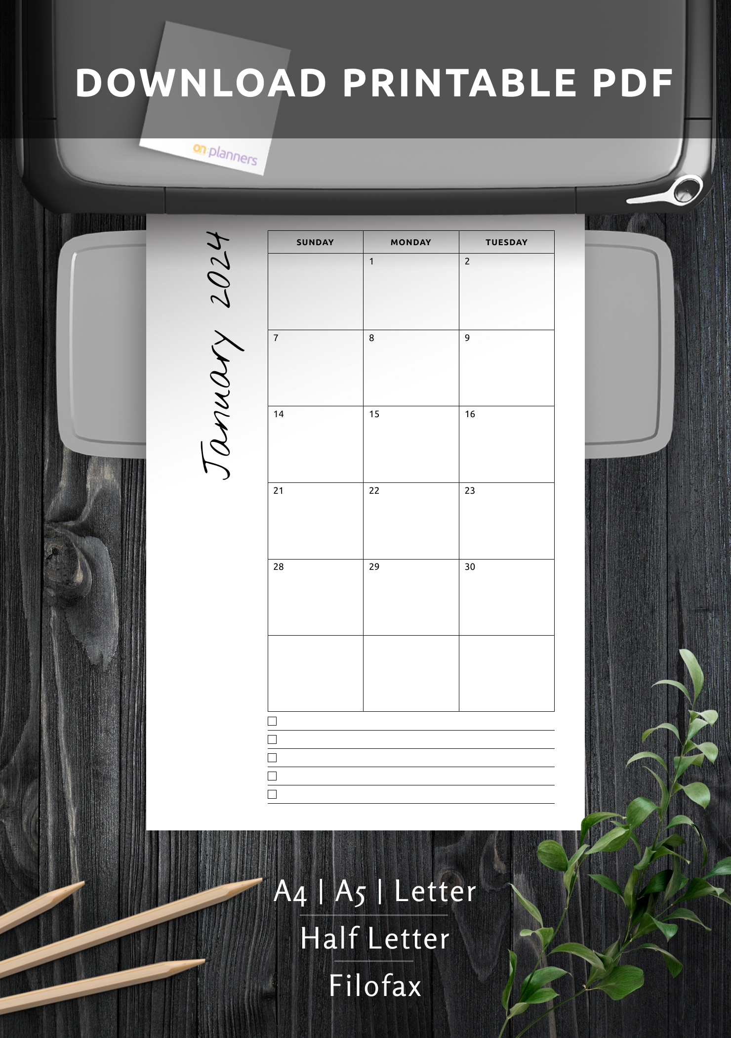 download printable monthly calendar with notes pdf