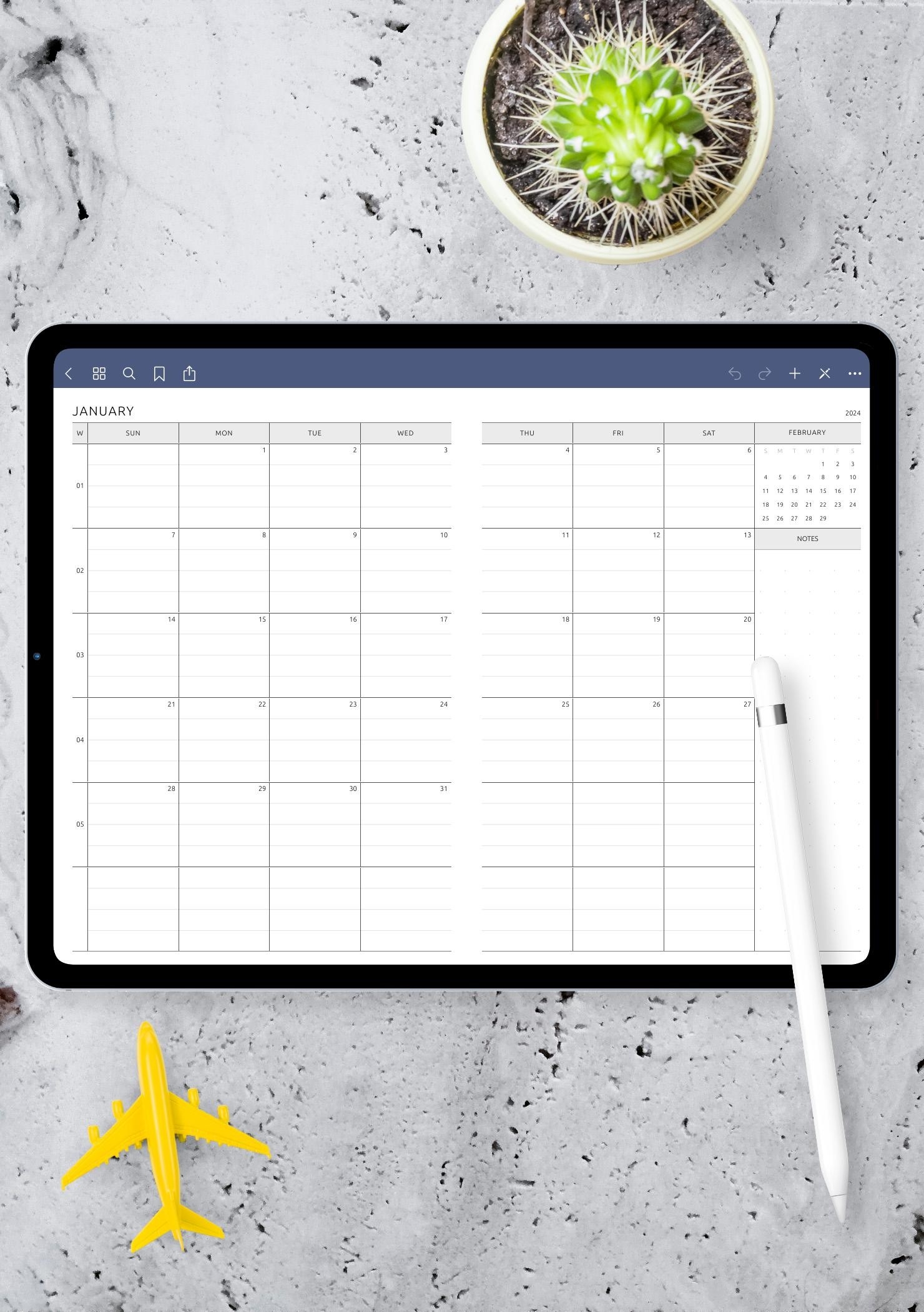 Printable Calendar On Two Page Spread