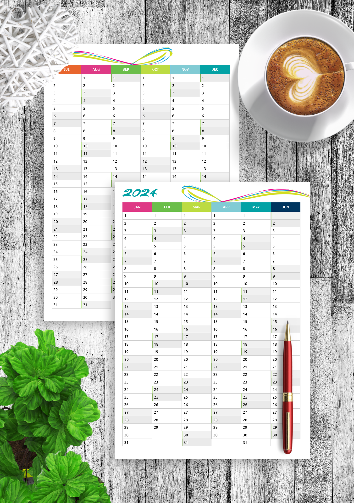 download printable two pages vertical calendar pdf