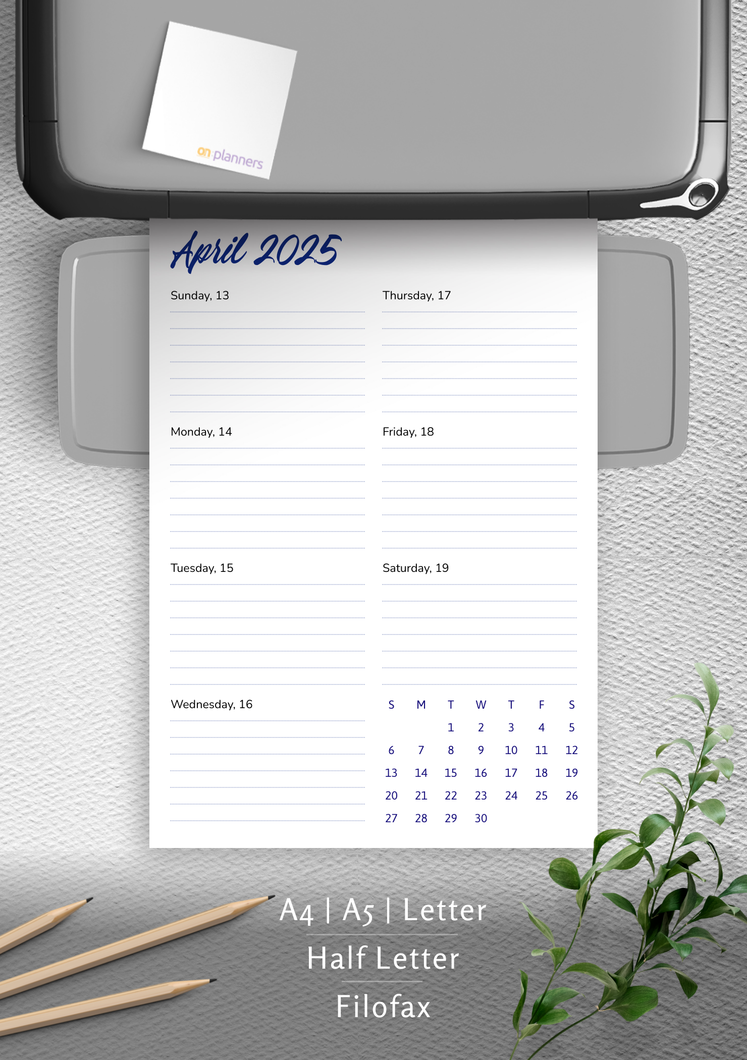 Download Printable Weekly Calendar Template PDF