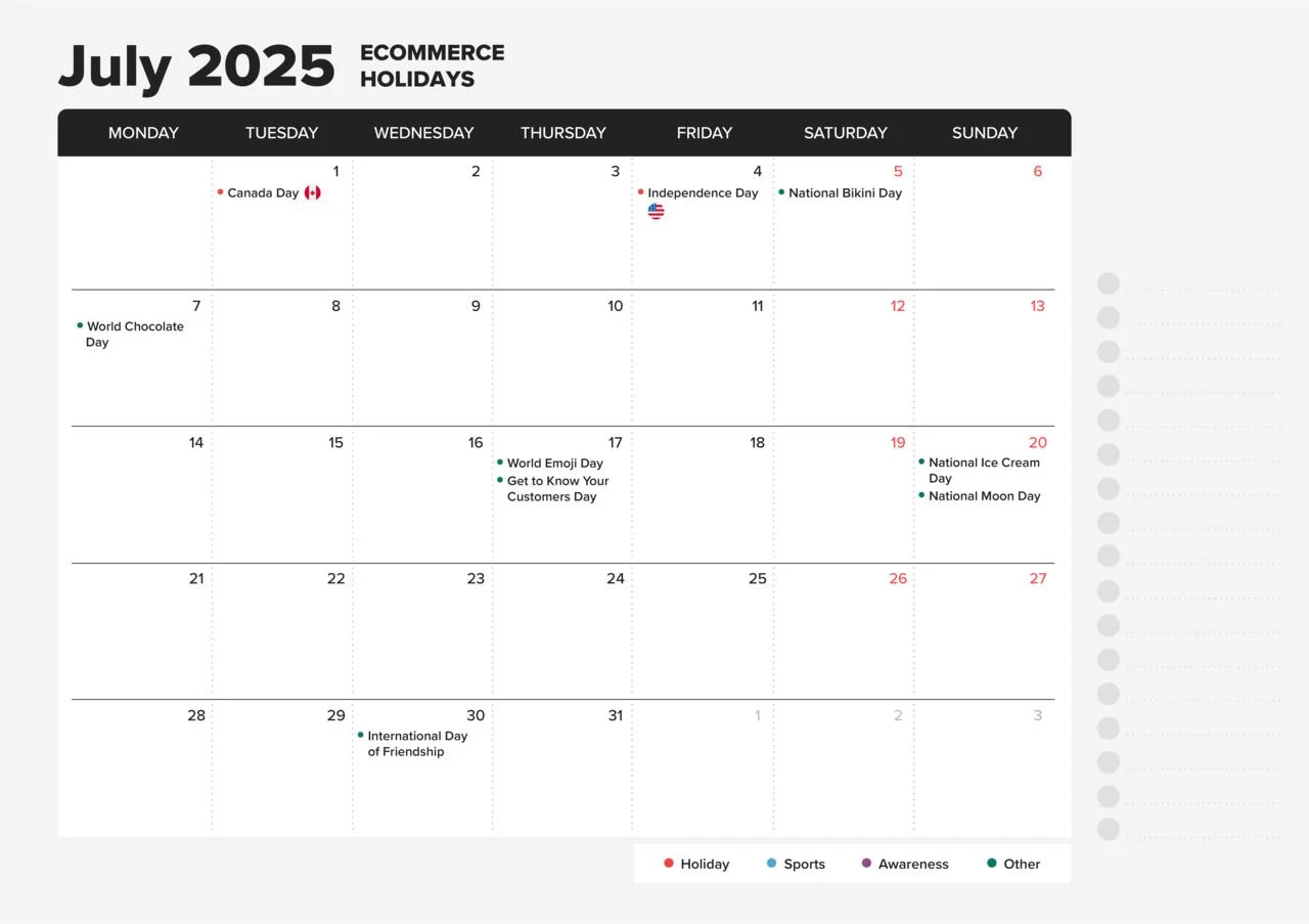 Ecommerce Holiday Calendar 2025 Sales Events And Key Dates Printful