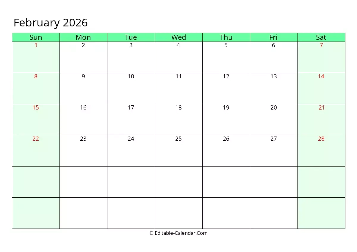February March 2026 Calendar Printable