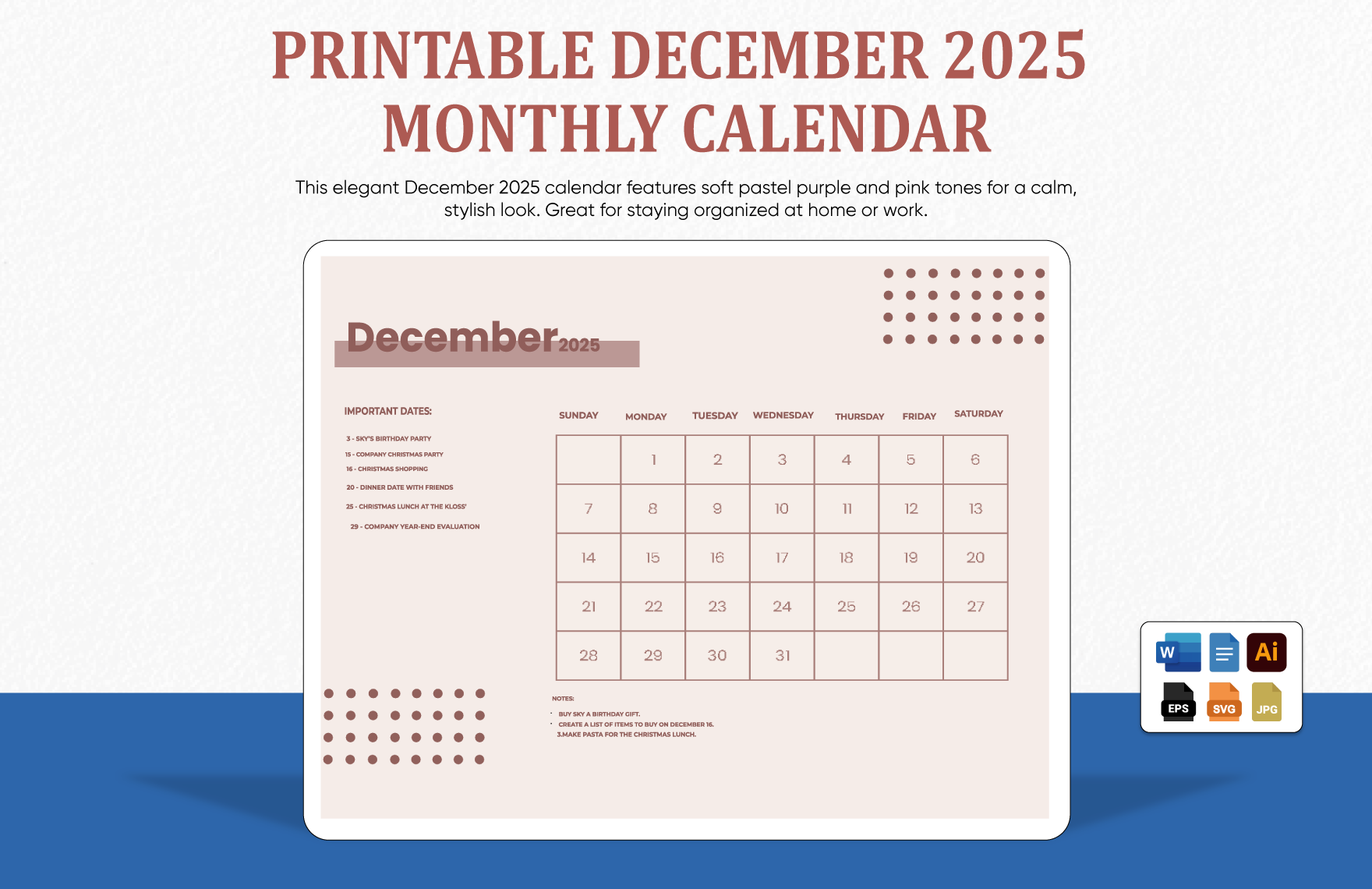 Editable December Templates In Word To Download