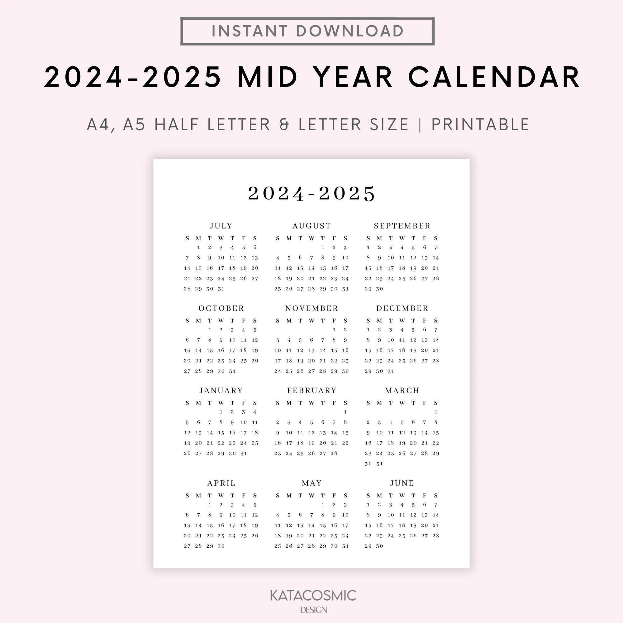 Printable School Year Calendar 2025-20