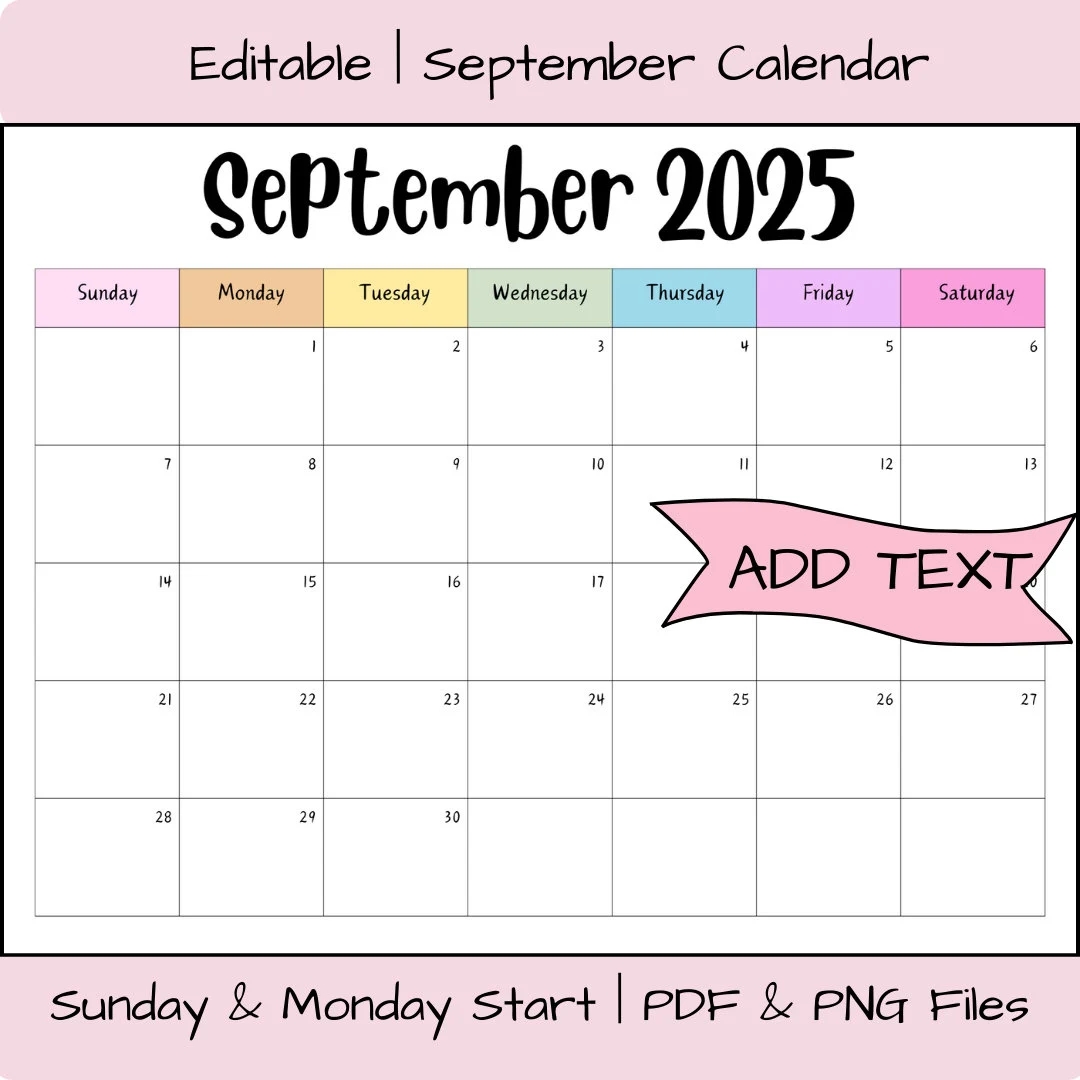 September Printable Calendar Free September Printable Calendar Free