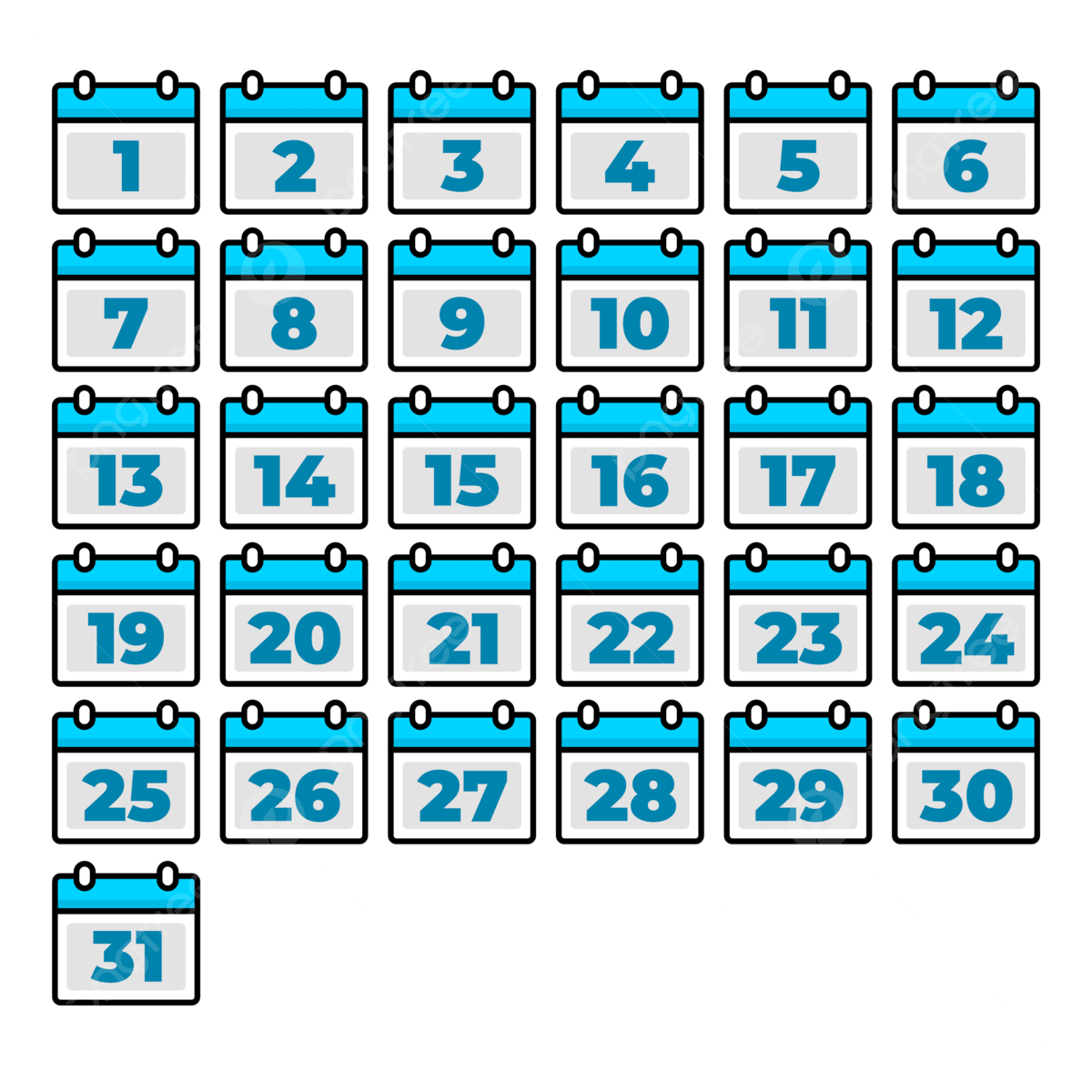 Free Printable Calendar Numbers 1 31