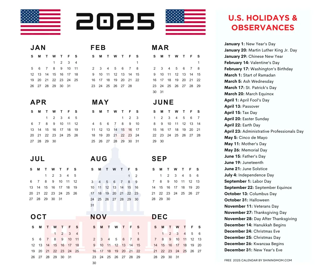 Free Printable 2025 Tn Calendar