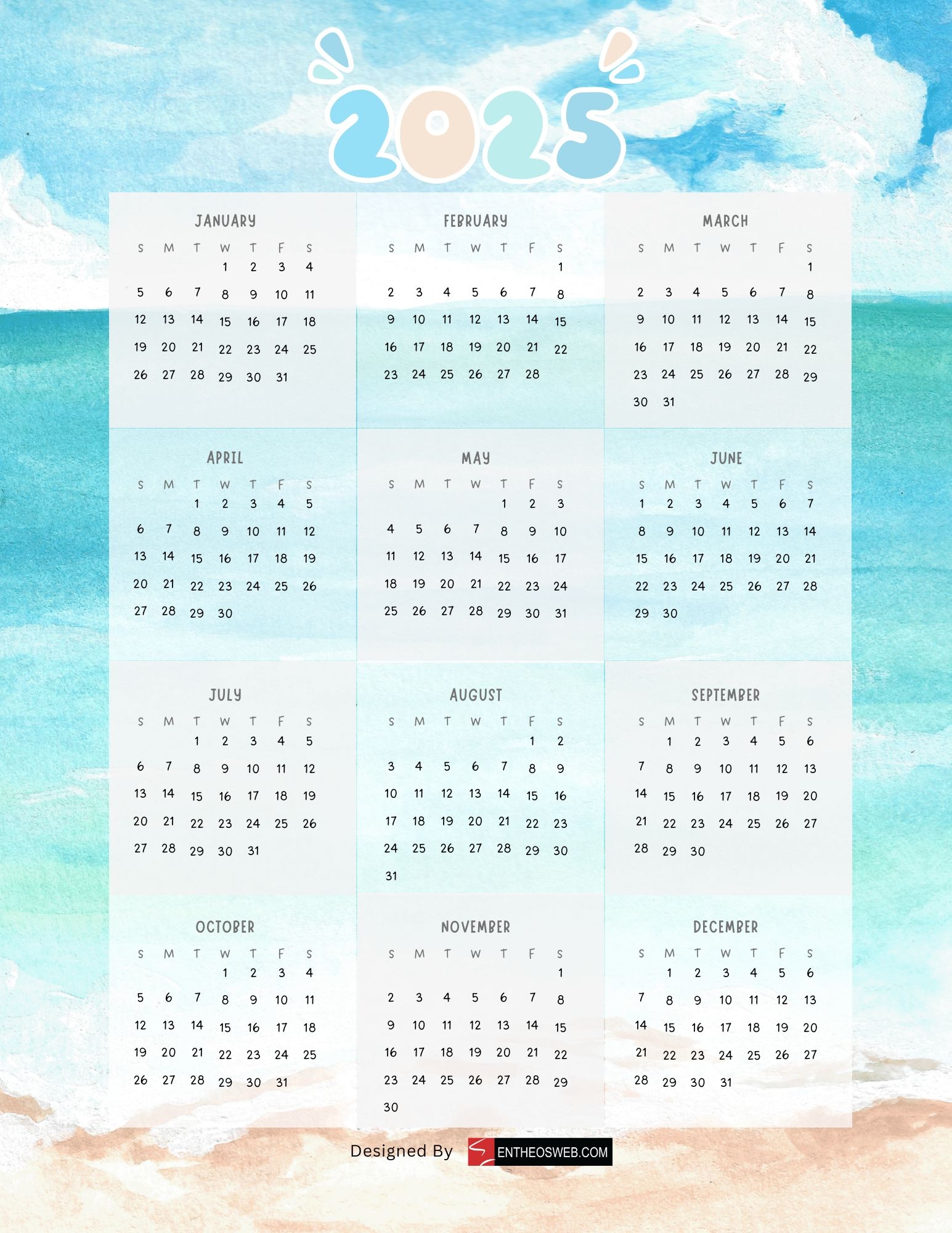 Free 2025 Calendars EntheosWeb