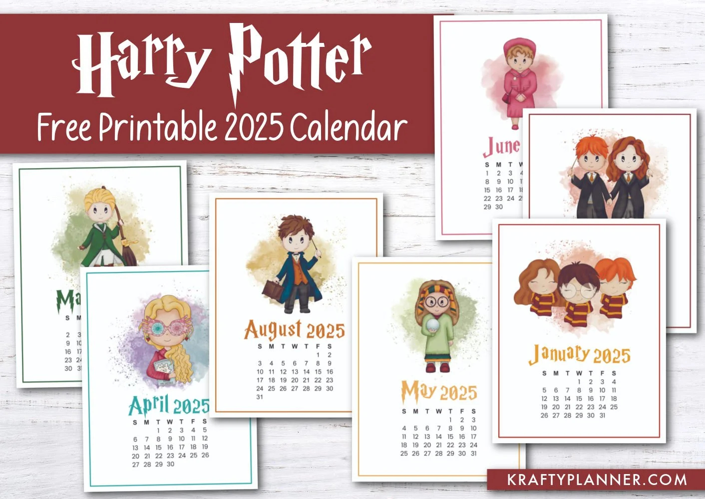 free 2025 harry potter wall calendar krafty planner
