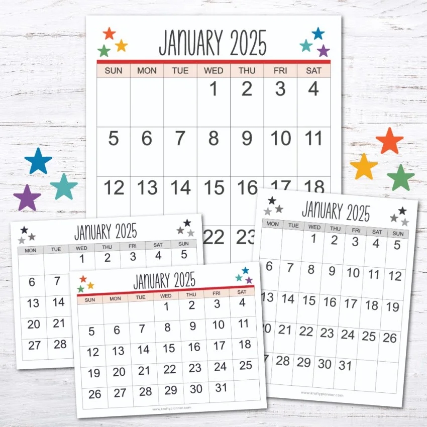 Free 2025 Large Print Calendar With Notes Krafty Planner