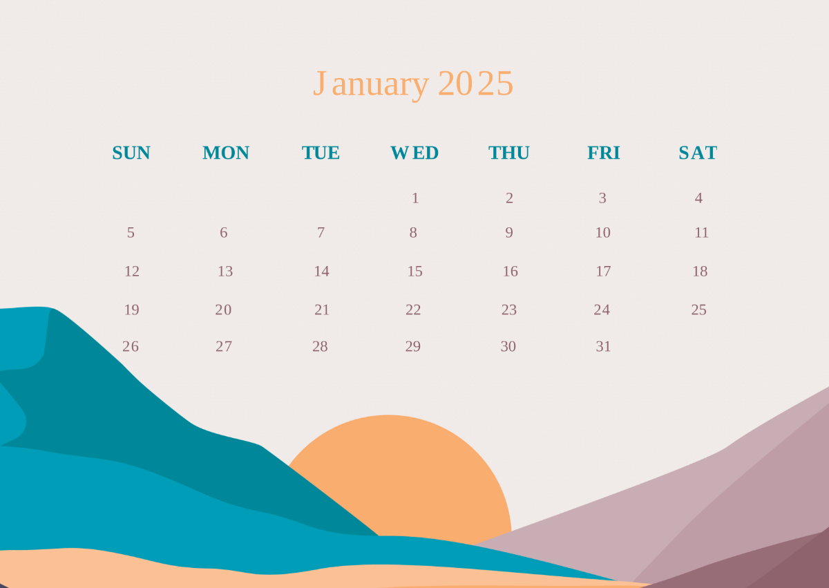 Free Online 2025 Printable Monthly Calendars