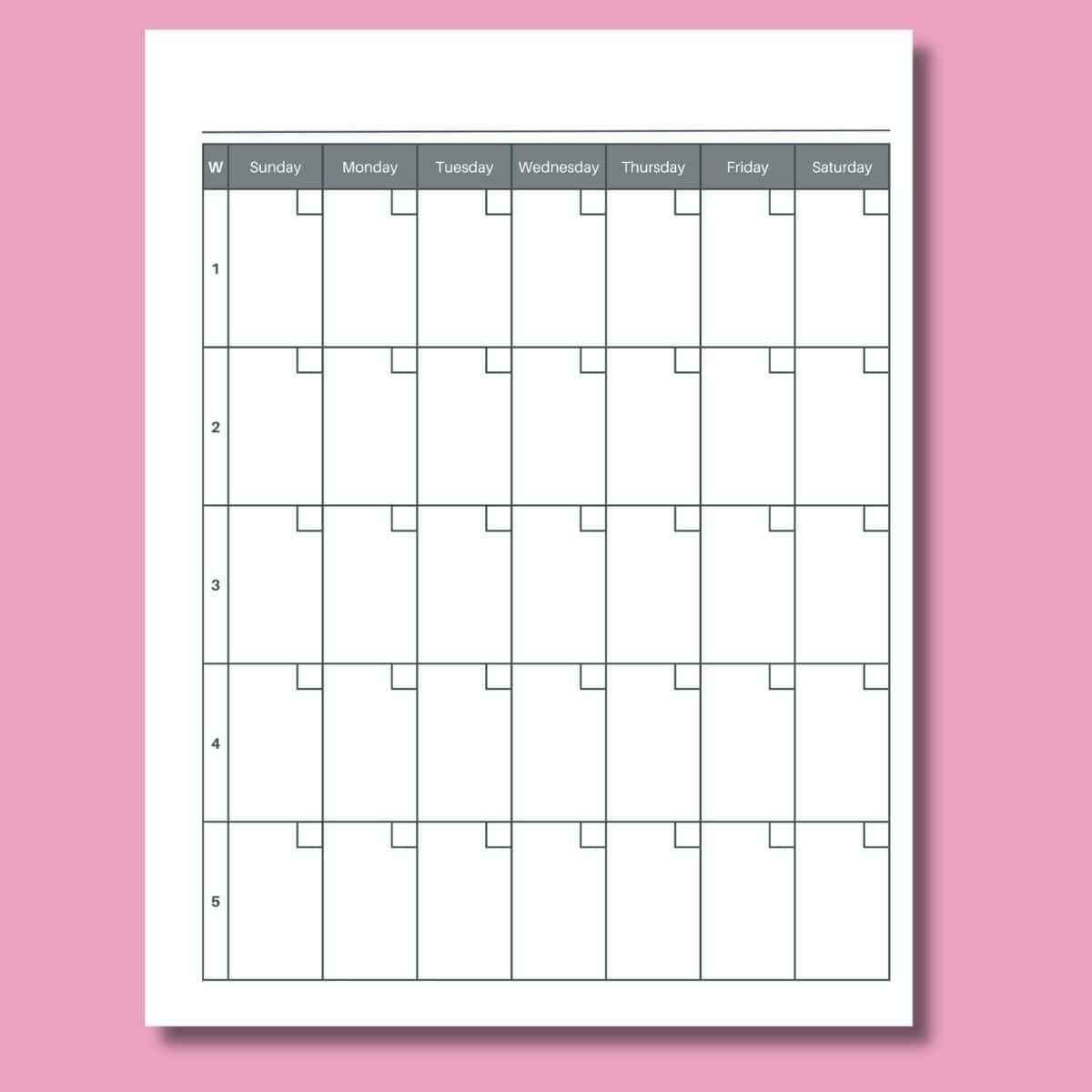 Free 5 Week Blank Calendar