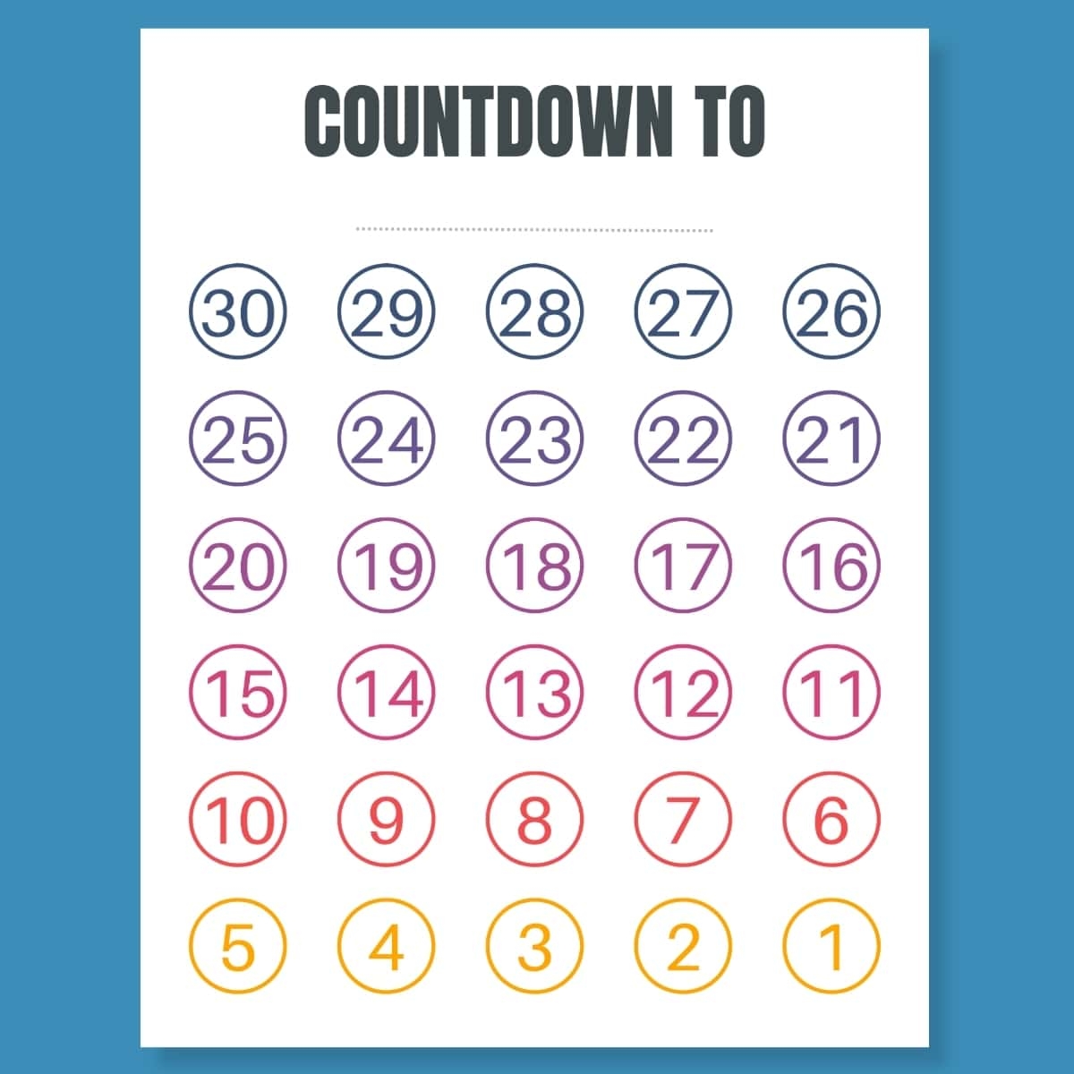 30 Day Calendar Printable Free