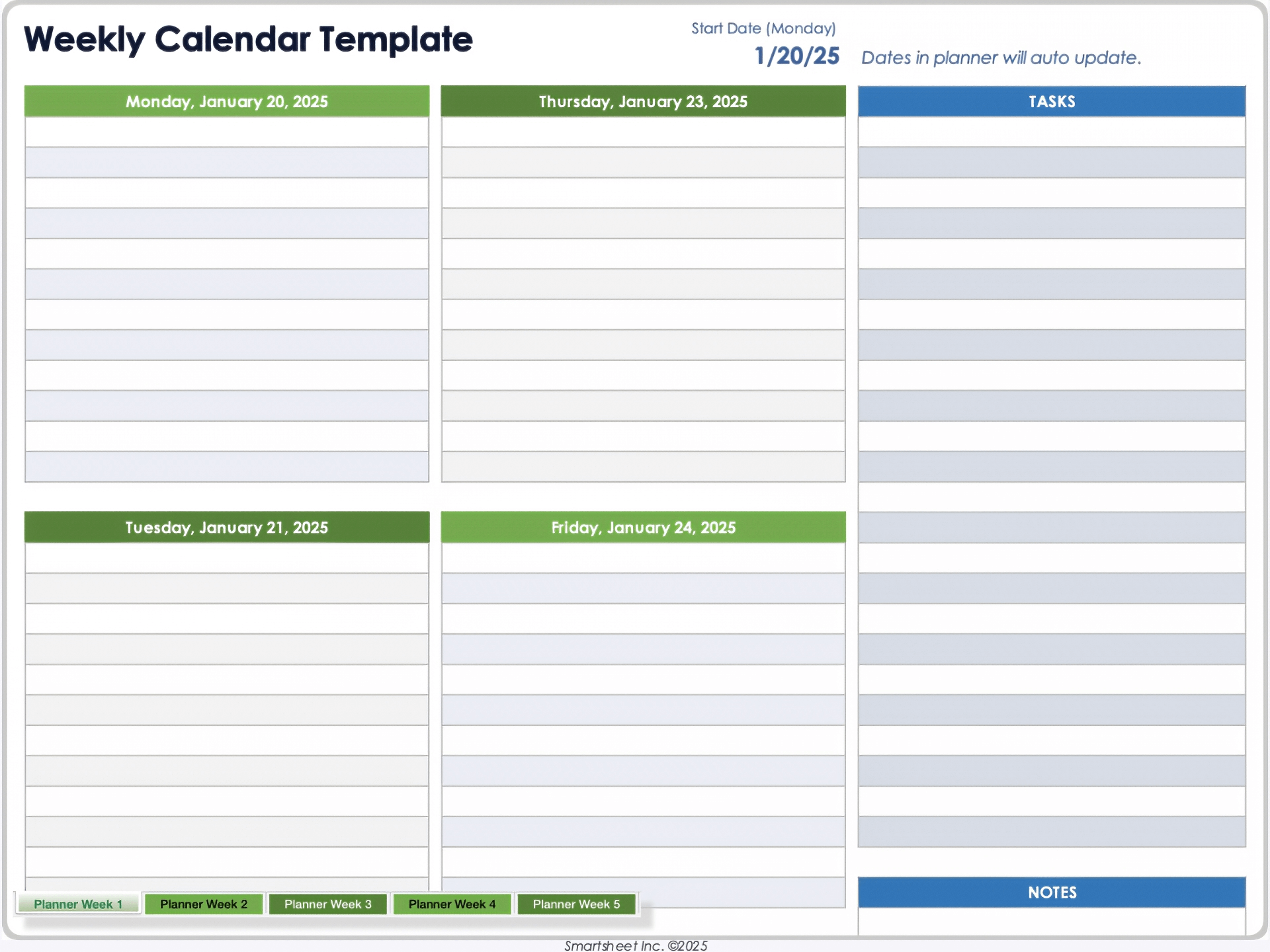 Bi Weekly Calendar 2025 Free Printable