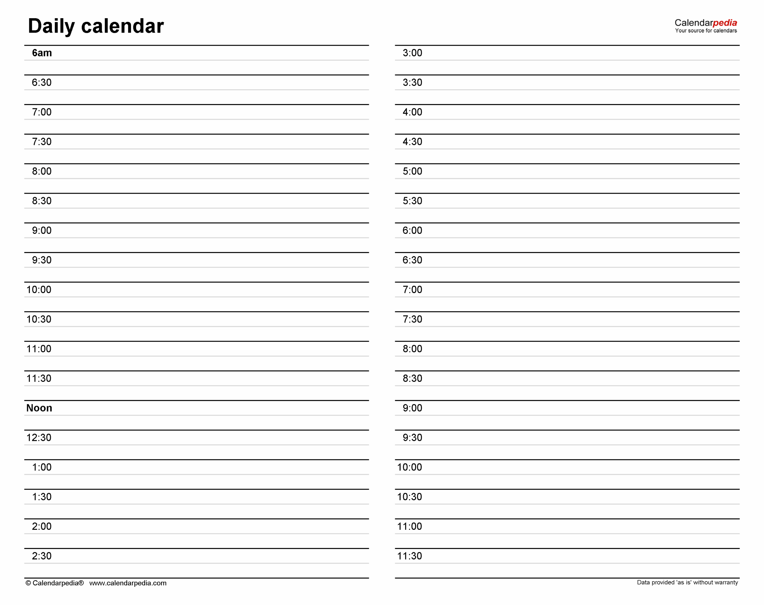 Free Daily Calendars For Word 30 Templates